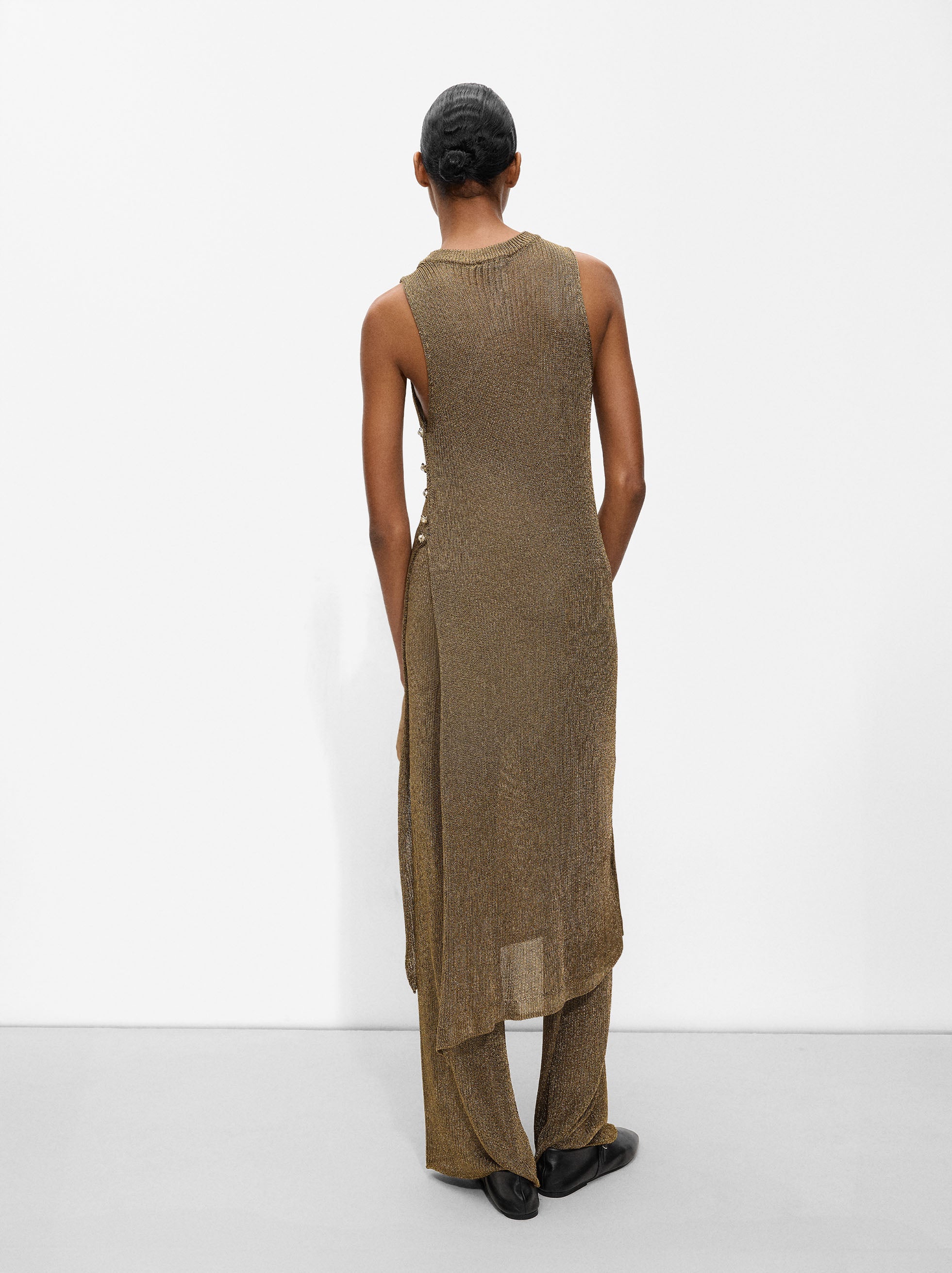 Vestido De Punto Lurex Abertura Lateral