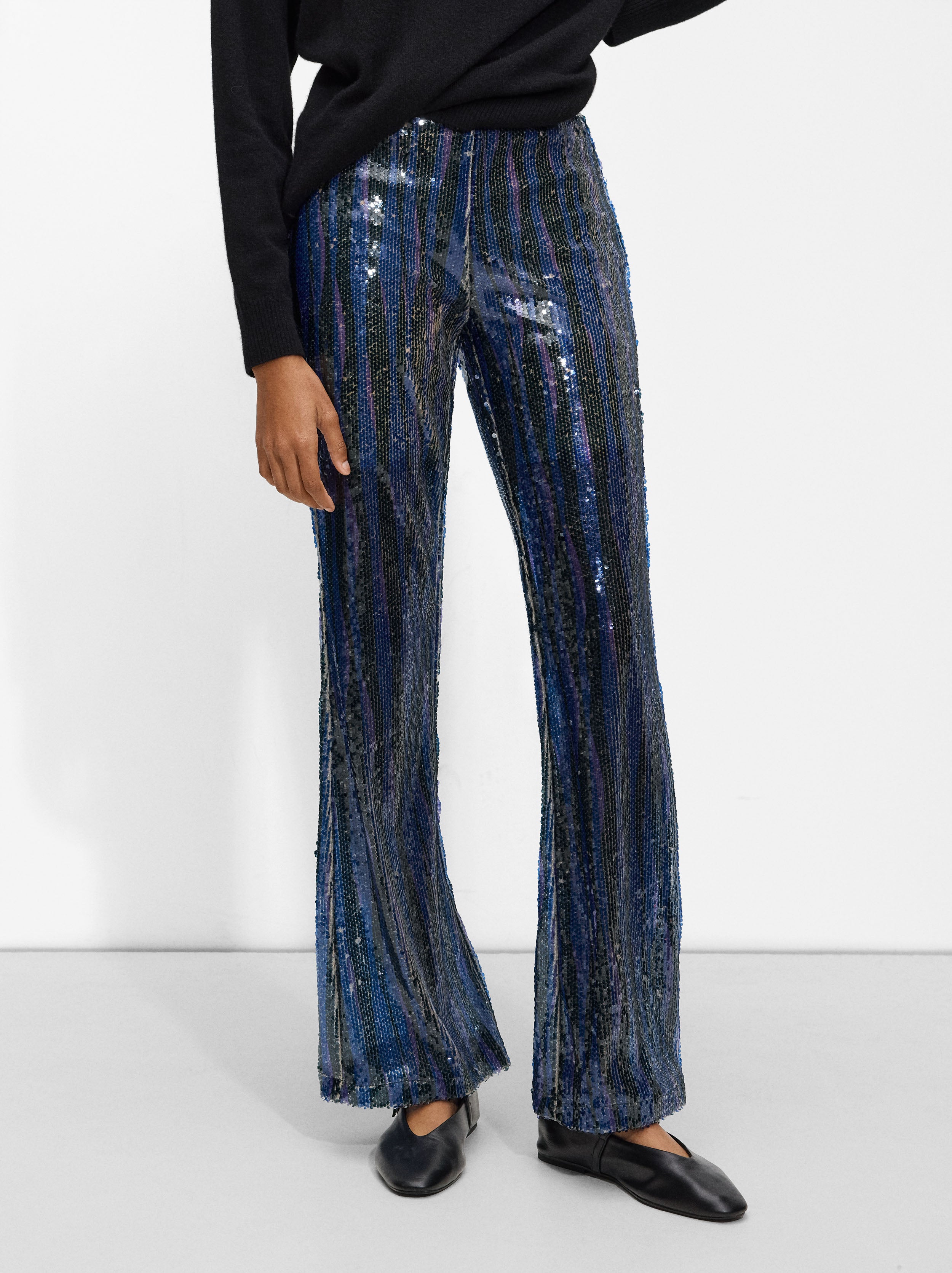 Pantalón Flare Con Lentejuelas