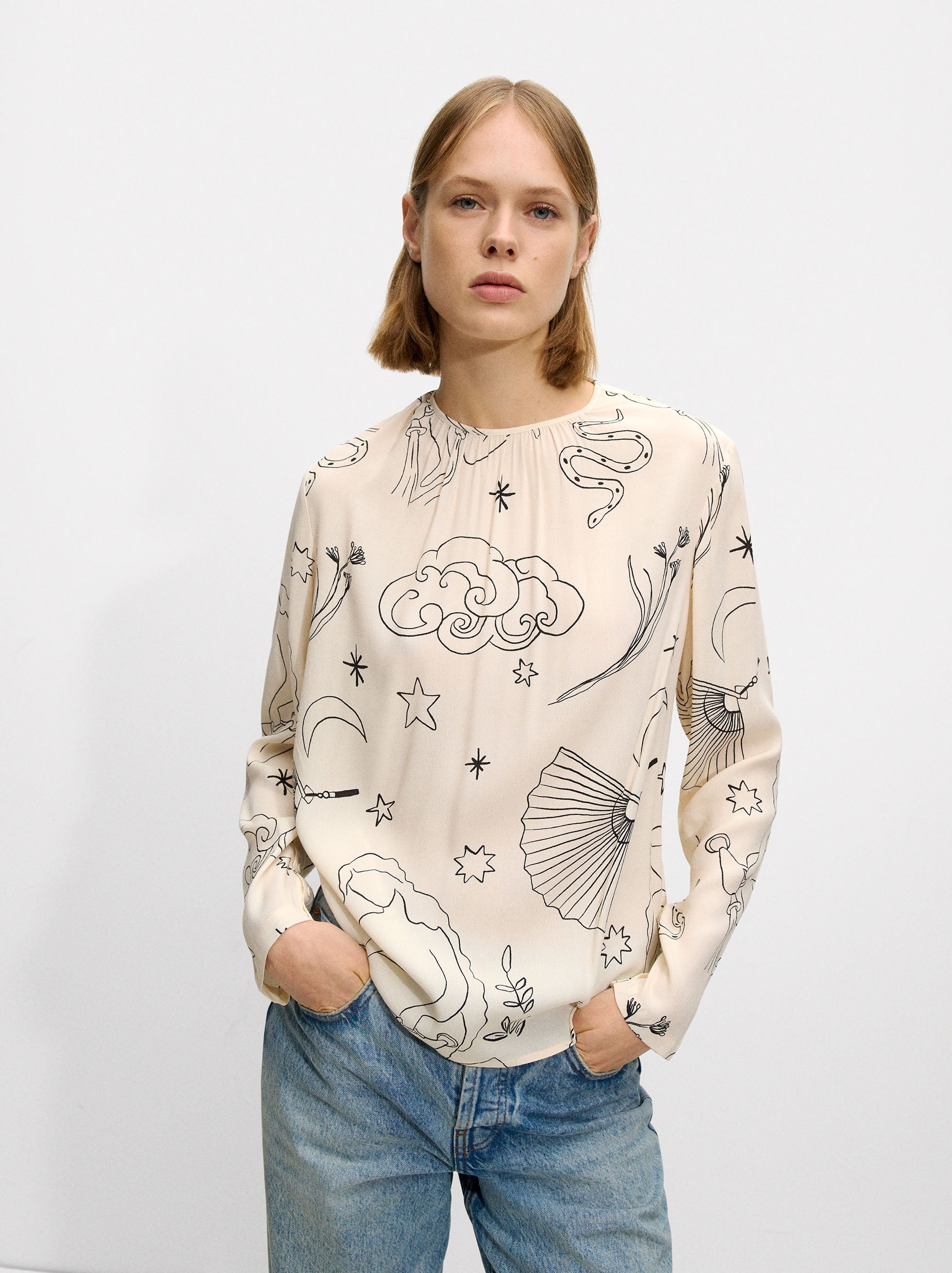 Camisa Estampada De Manga Larga