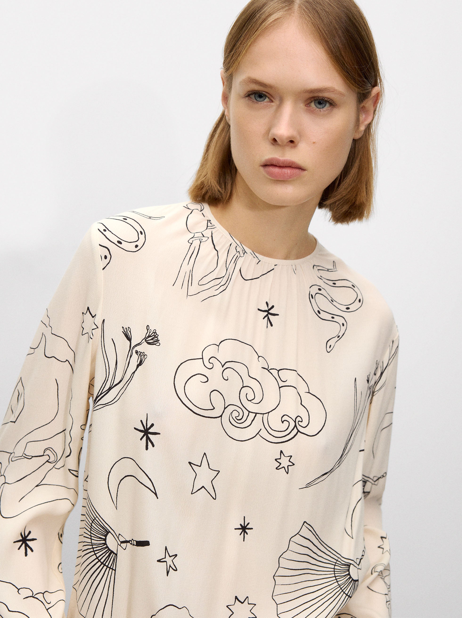 Camisa Estampada De Manga Larga