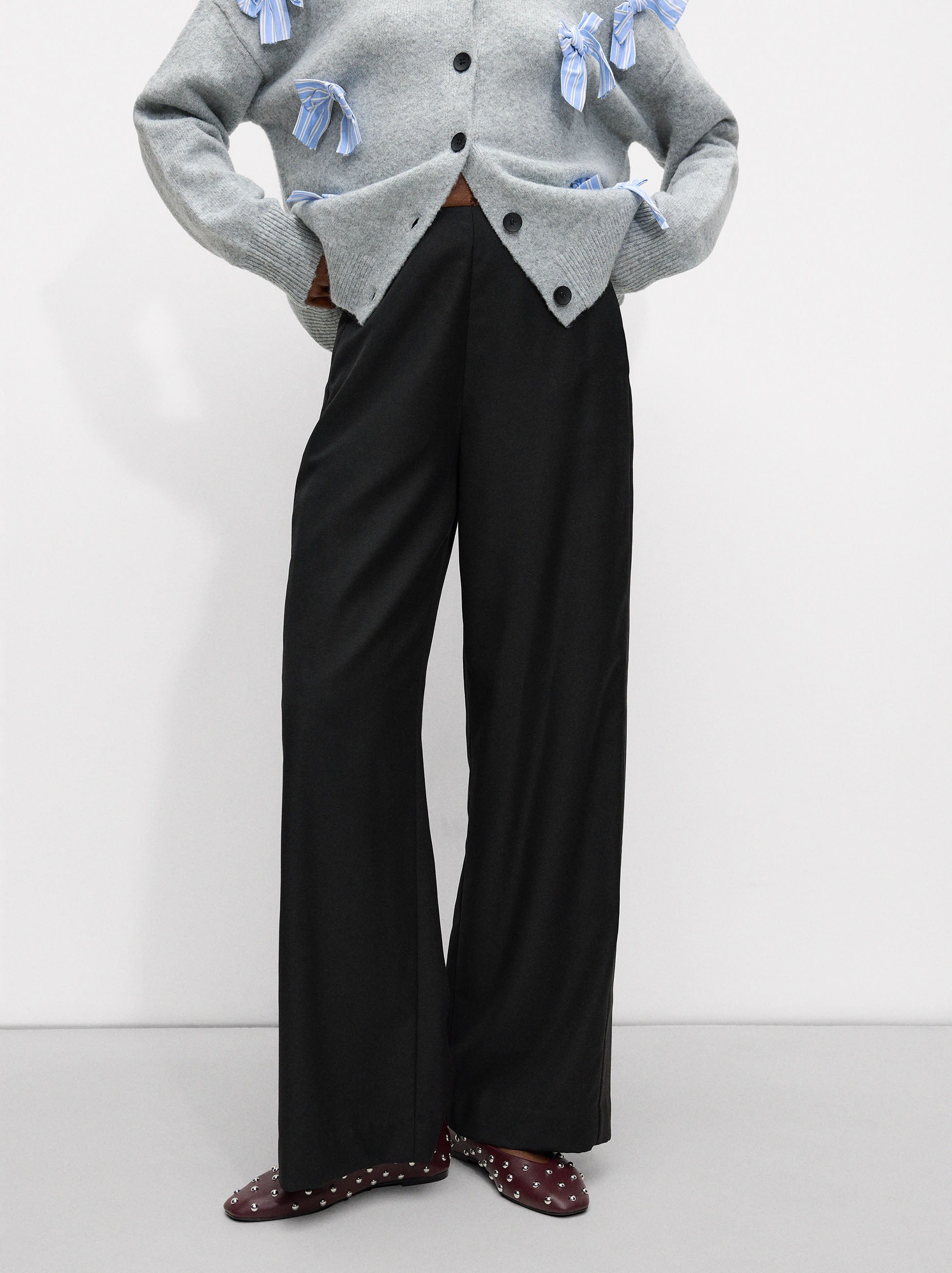 Pantalón Recto Con Lana