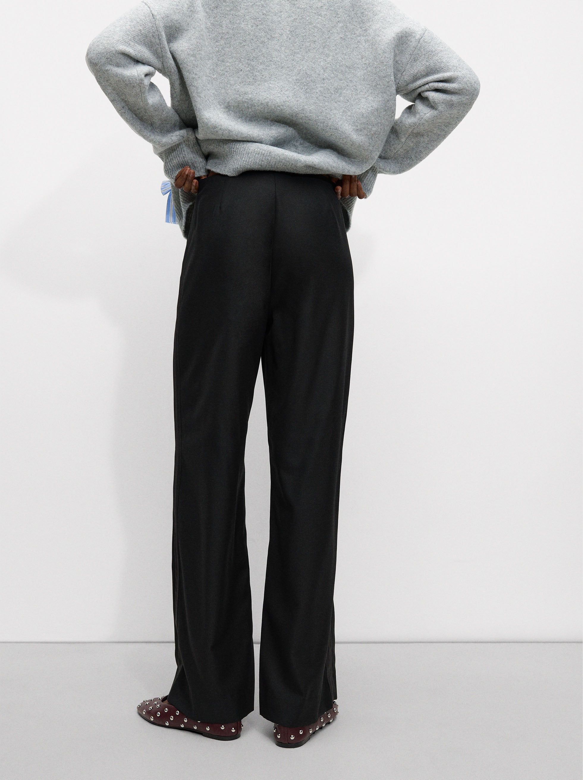 Pantalón Recto Con Lana