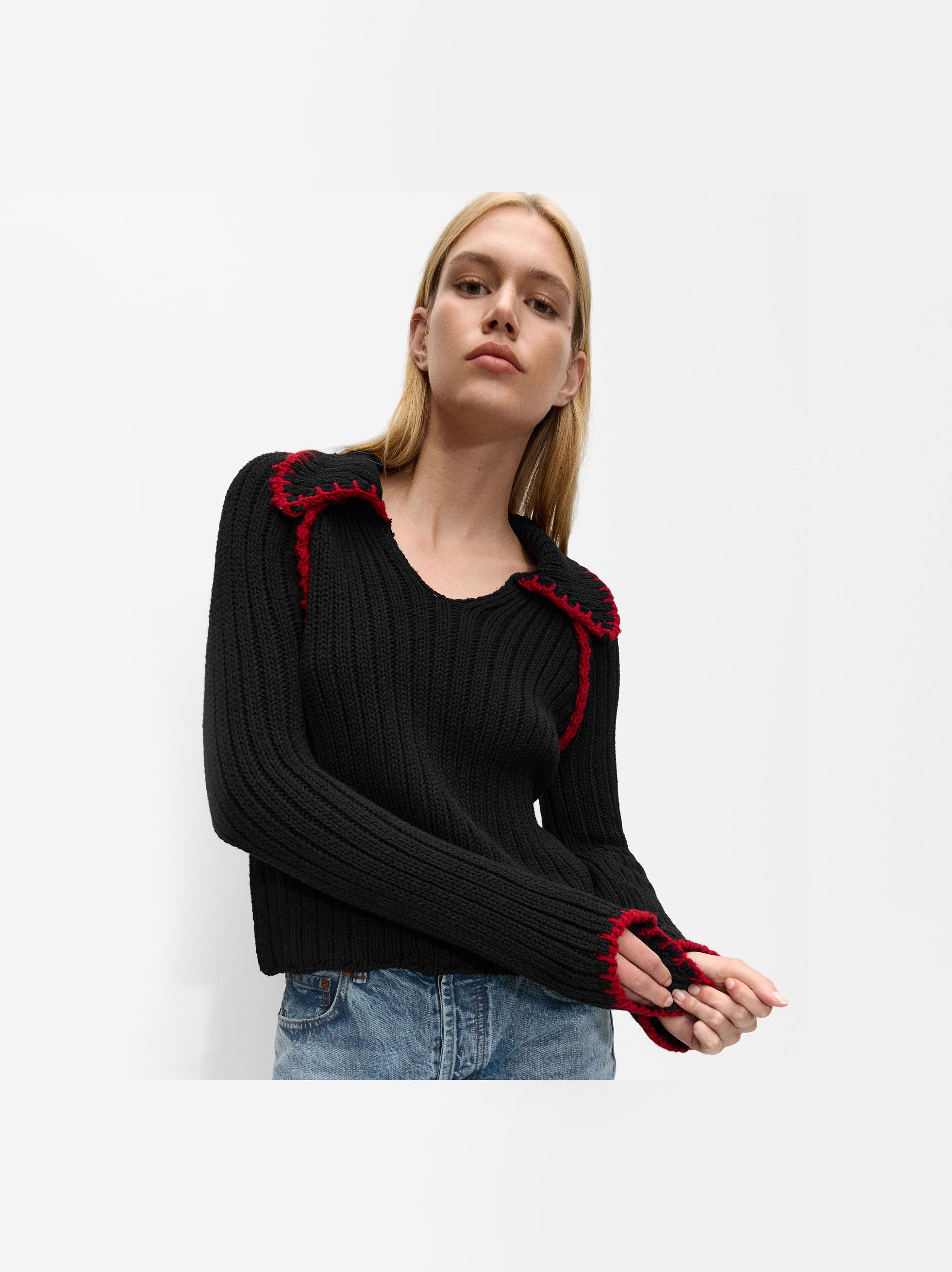 Jersey De Punto Con Pespuntes