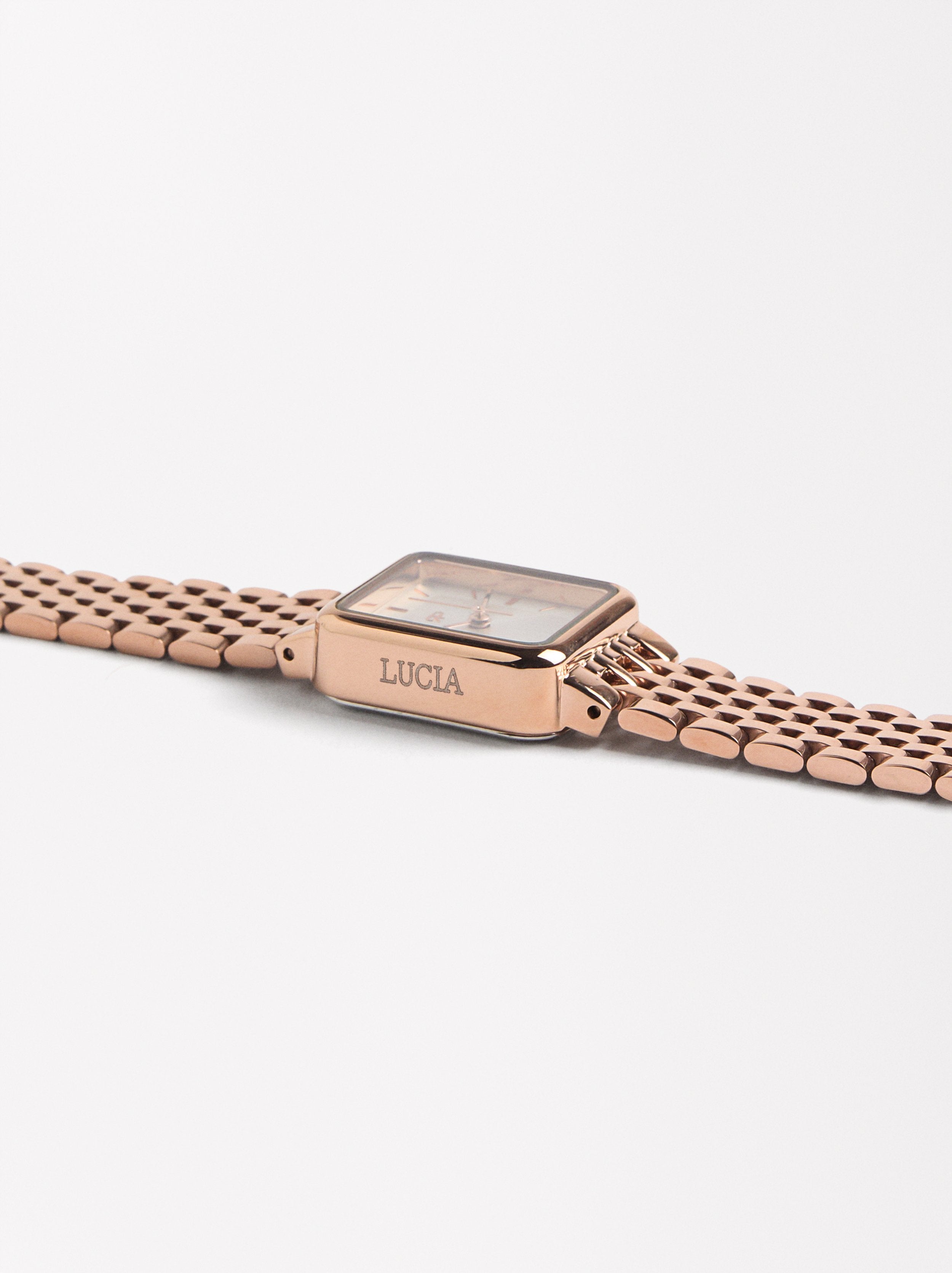 Reloj Con Caja Cuadrada Y Pulsera De Acero
