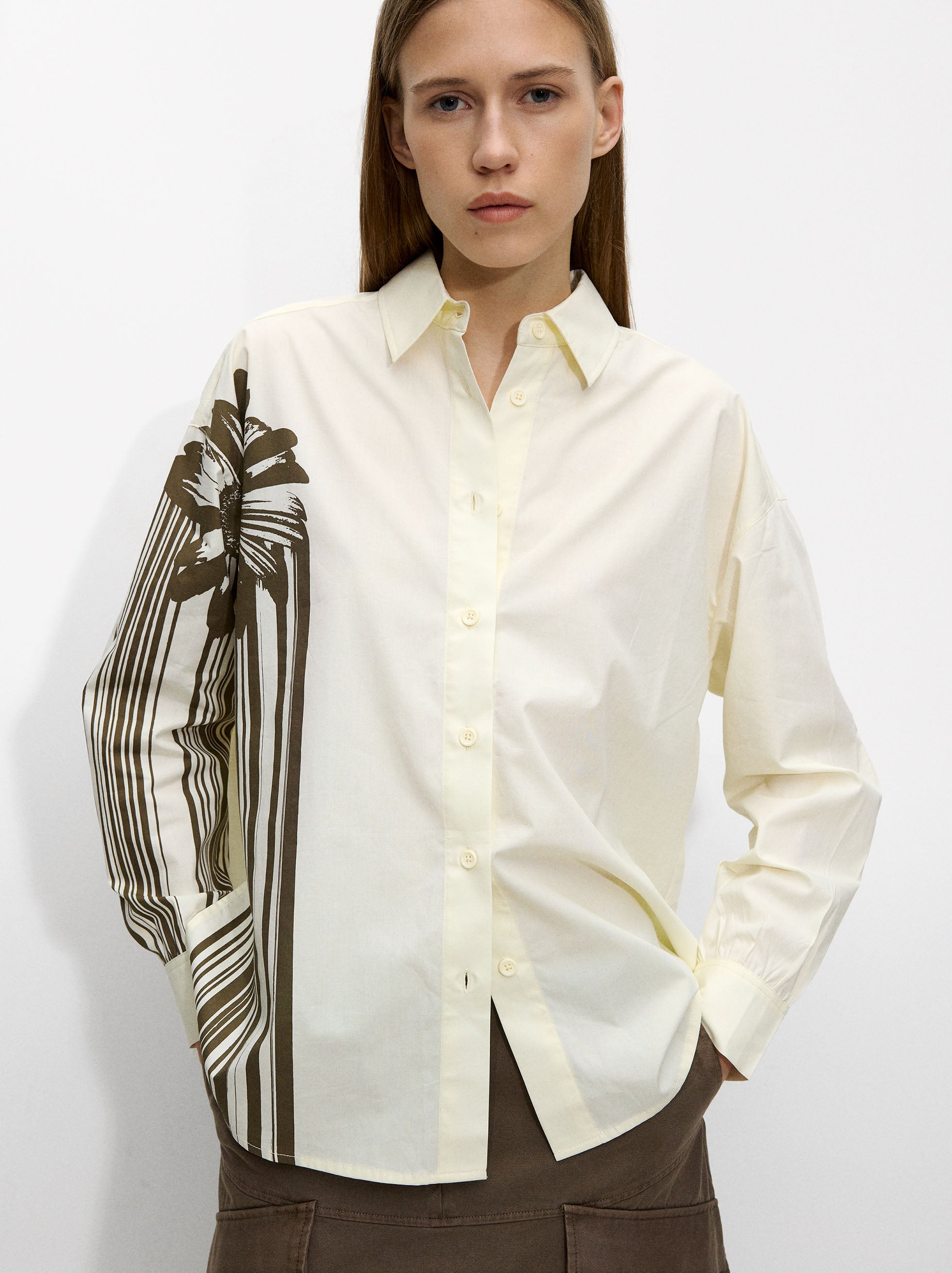 Camisa De Algodón Con Flor