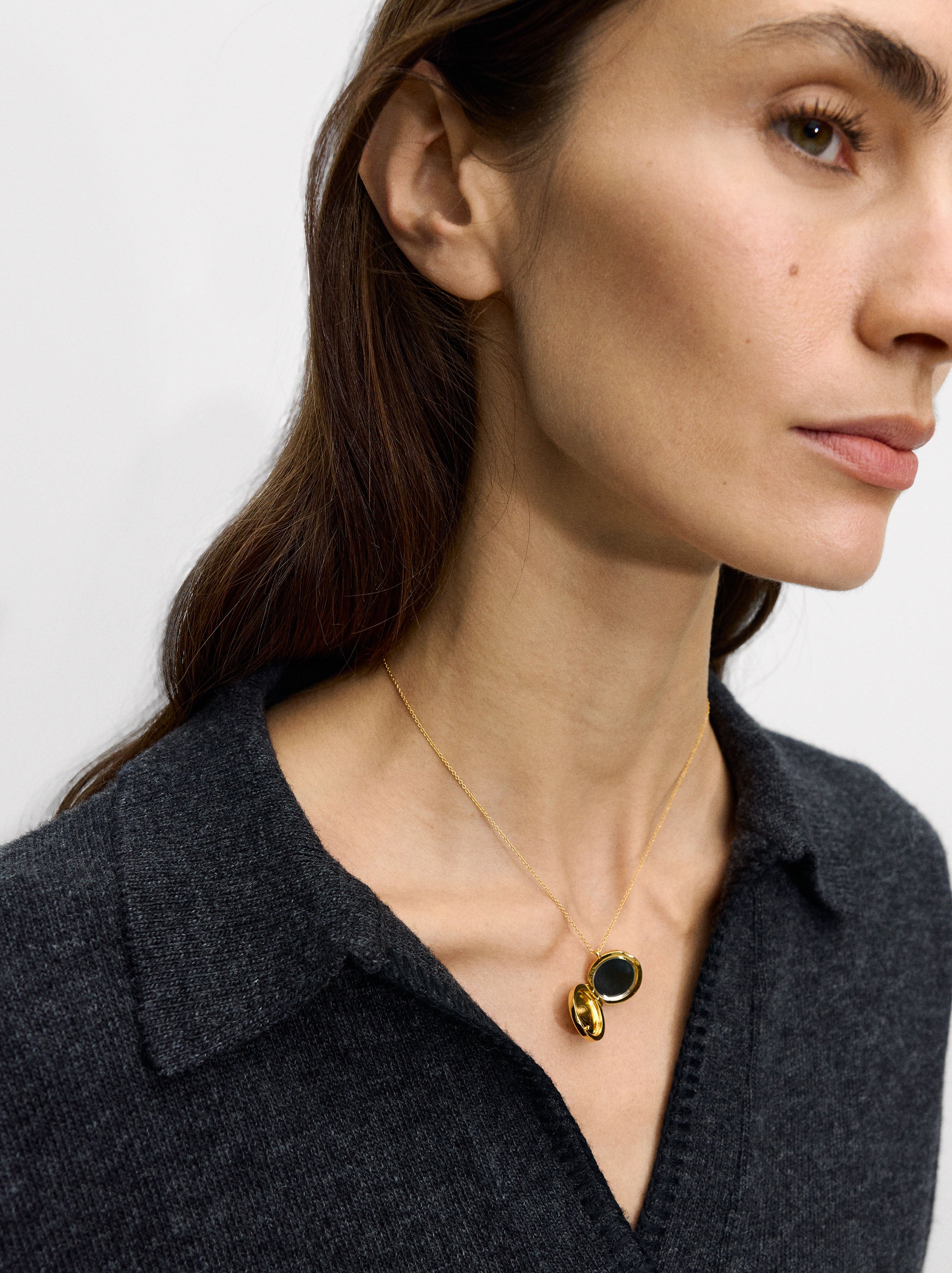 Collar Medalla Relicario Baño De Oro 18k