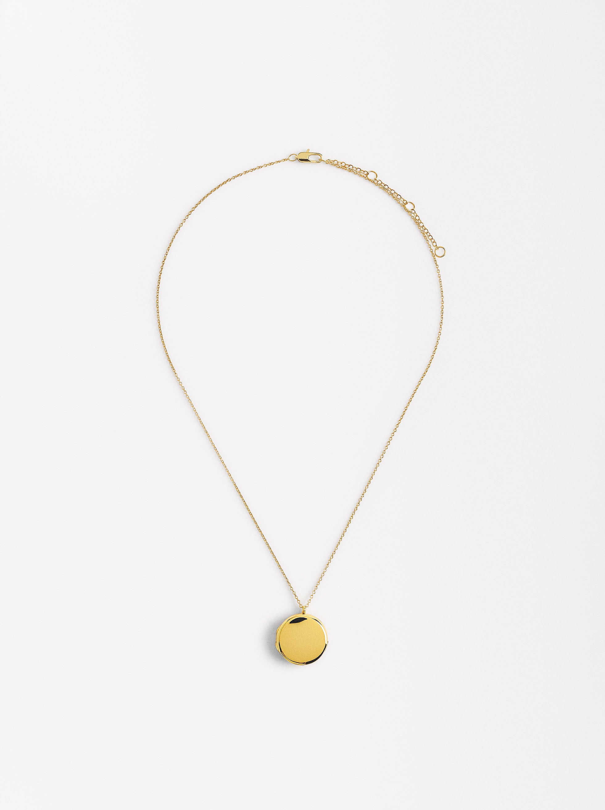 Collar Medalla Relicario Baño De Oro 18k