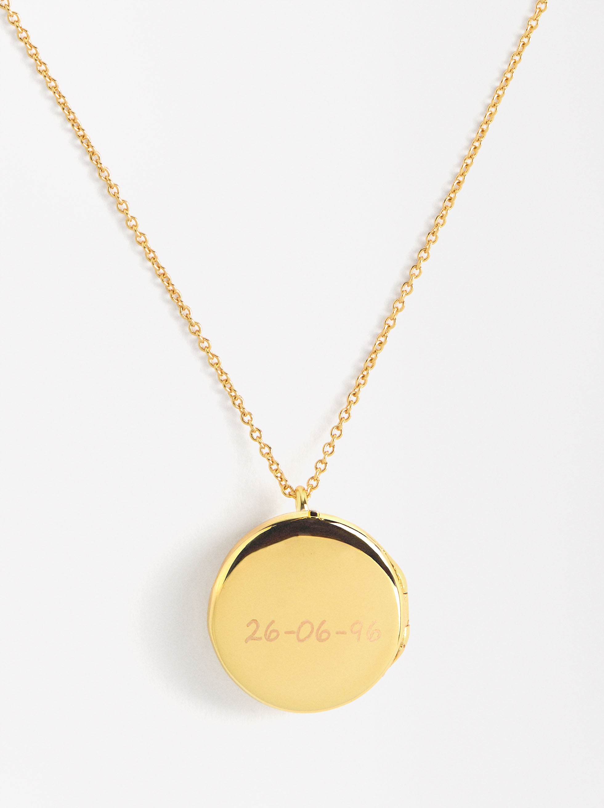 Collar Medalla Relicario Baño De Oro 18k