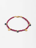 Pulsera De Piedra Con Corazones - Acero Inoxidable