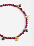 Pulsera De Piedra Con Corazones - Acero Inoxidable