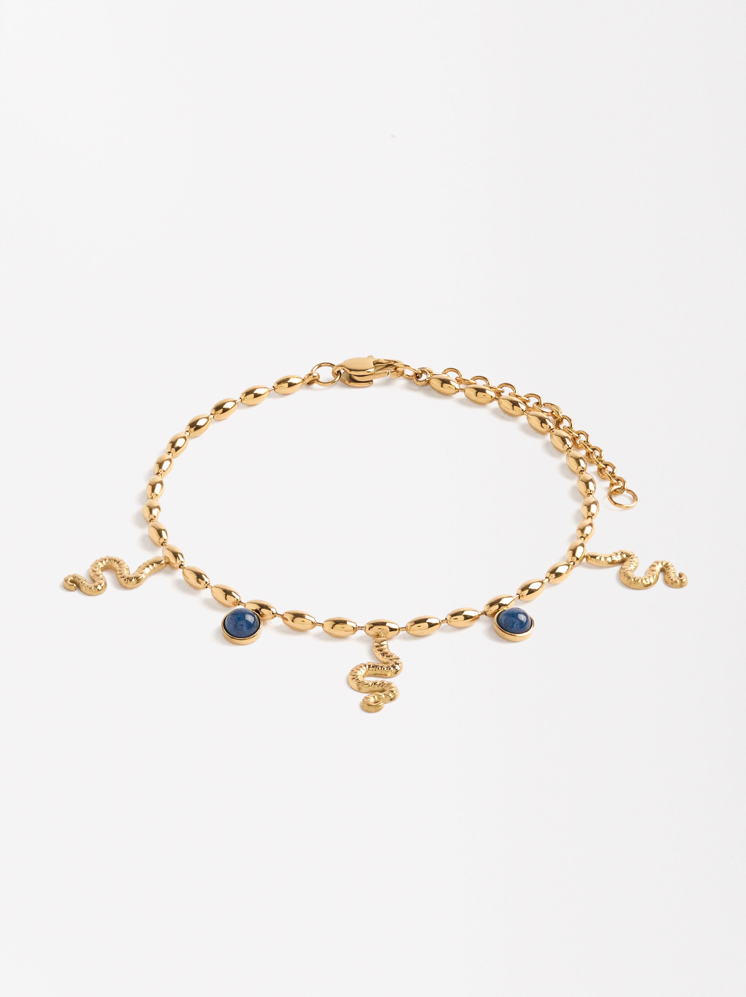 Pulsera Con Piedras Y Serpientes - Acero Inoxidable
