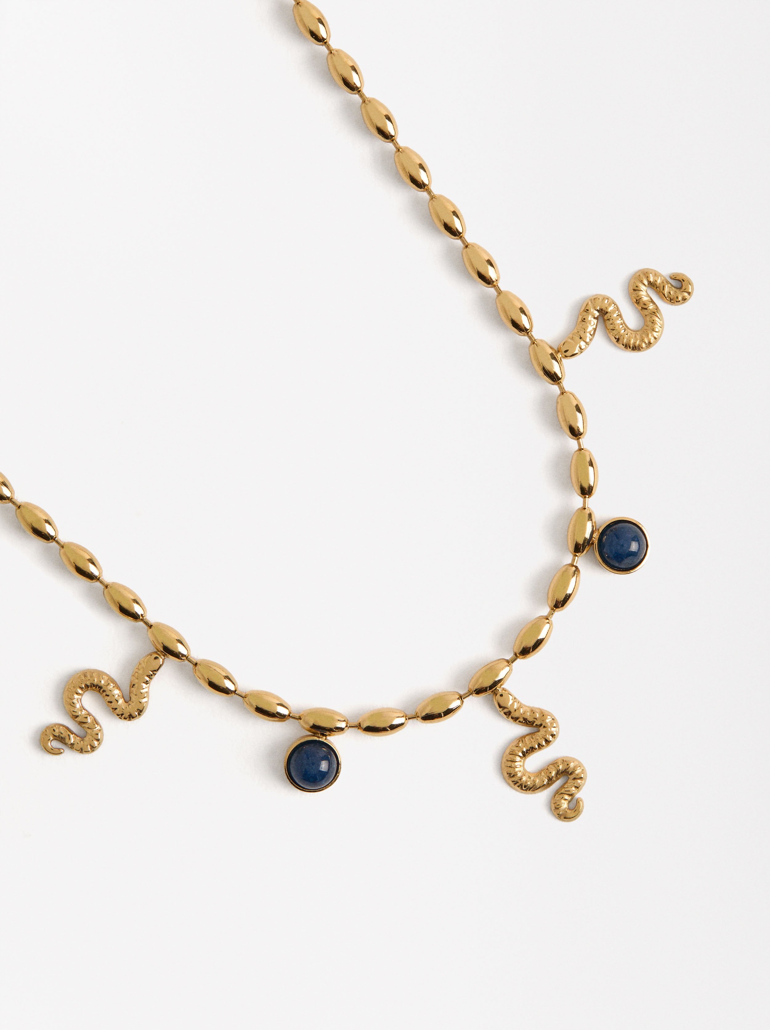 Pulsera Con Piedras Y Serpientes - Acero Inoxidable