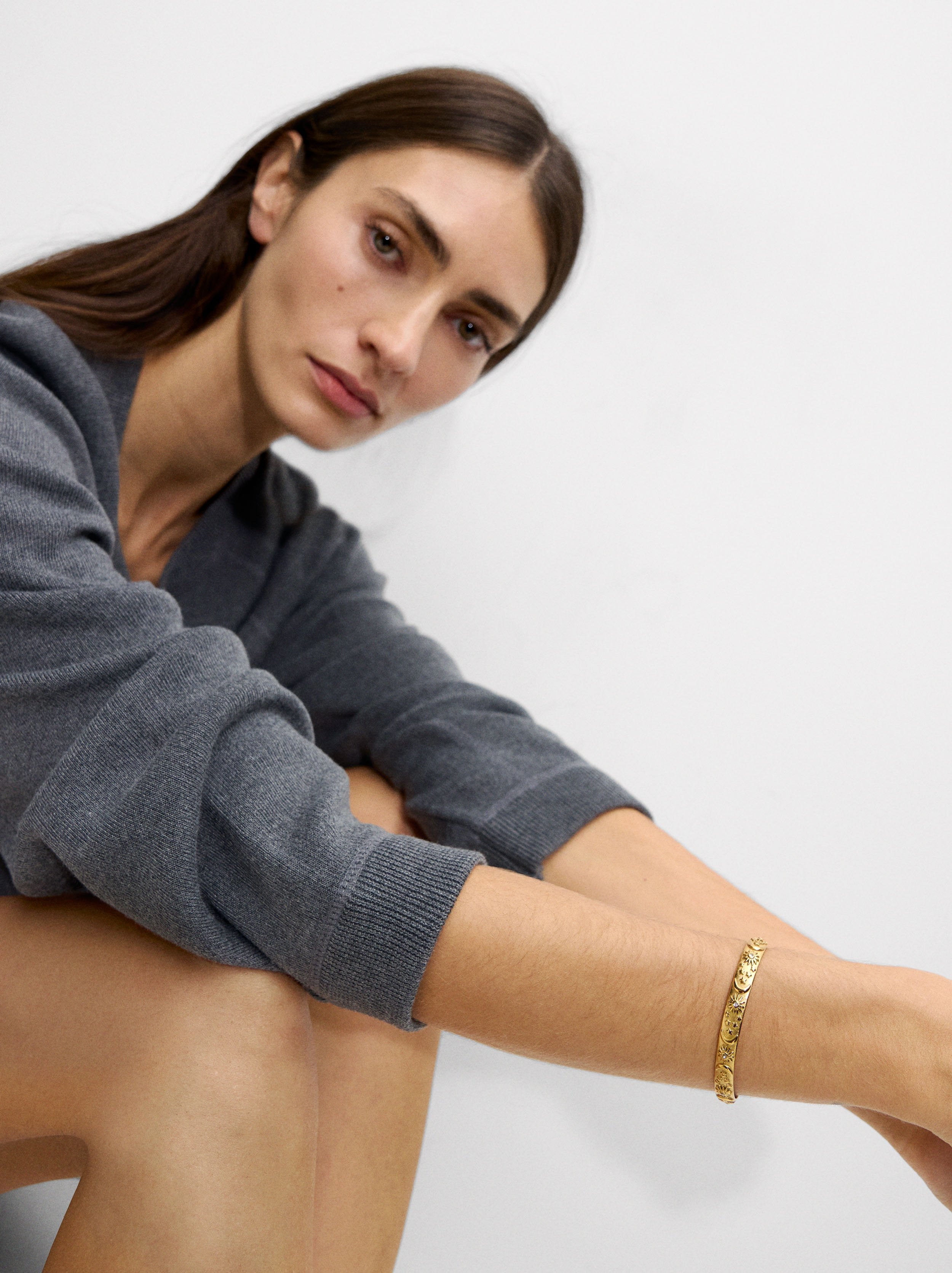 Pulsera Rígida Sol Y Luna - Acero Inoxidable