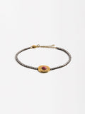 Pulsera Bicolor Con Cristales Y Piedra - Acero Inoxidable