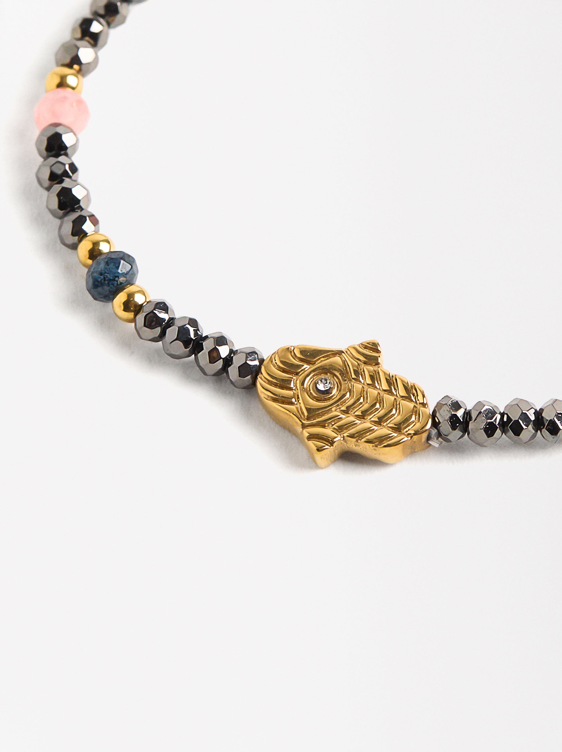 Pulsera Elástica Con Piedras Y Cristales - Acero Inoxidable