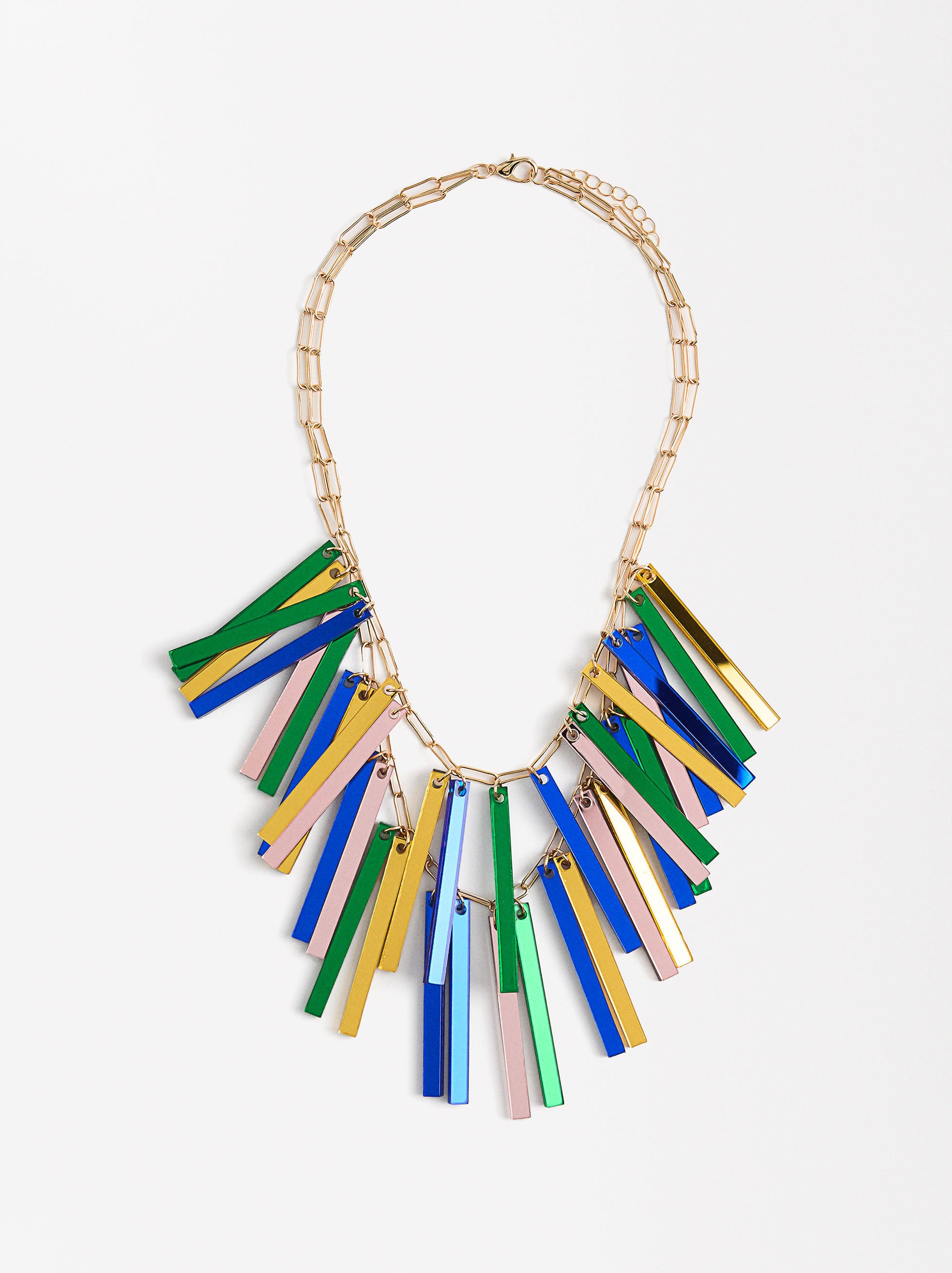 Collar Corto Con Filas Multicolores
