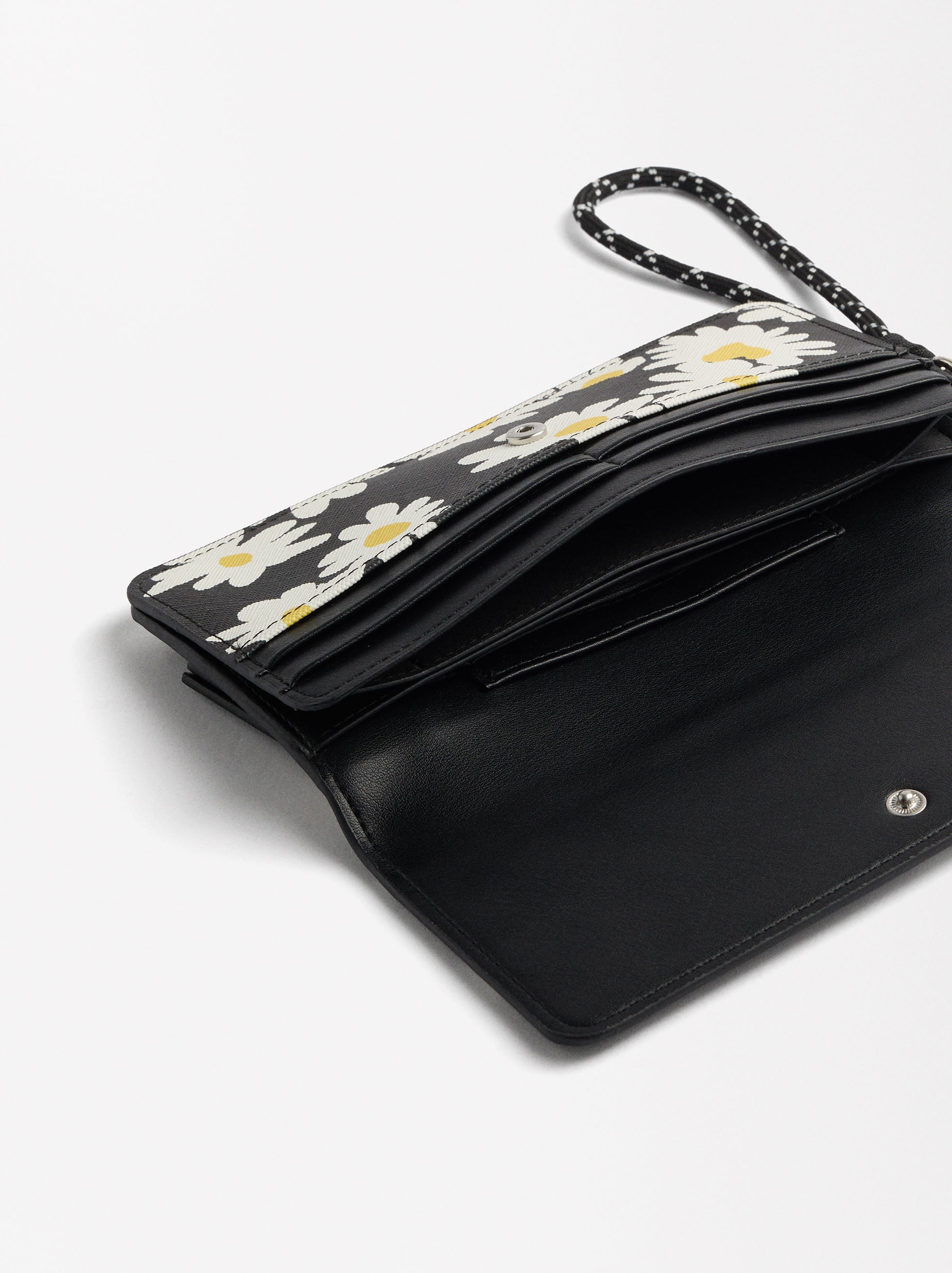 Billetera Estampado Margaritas Con Textura