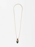 Collar Largo Con Colgante Efecto Piedra
