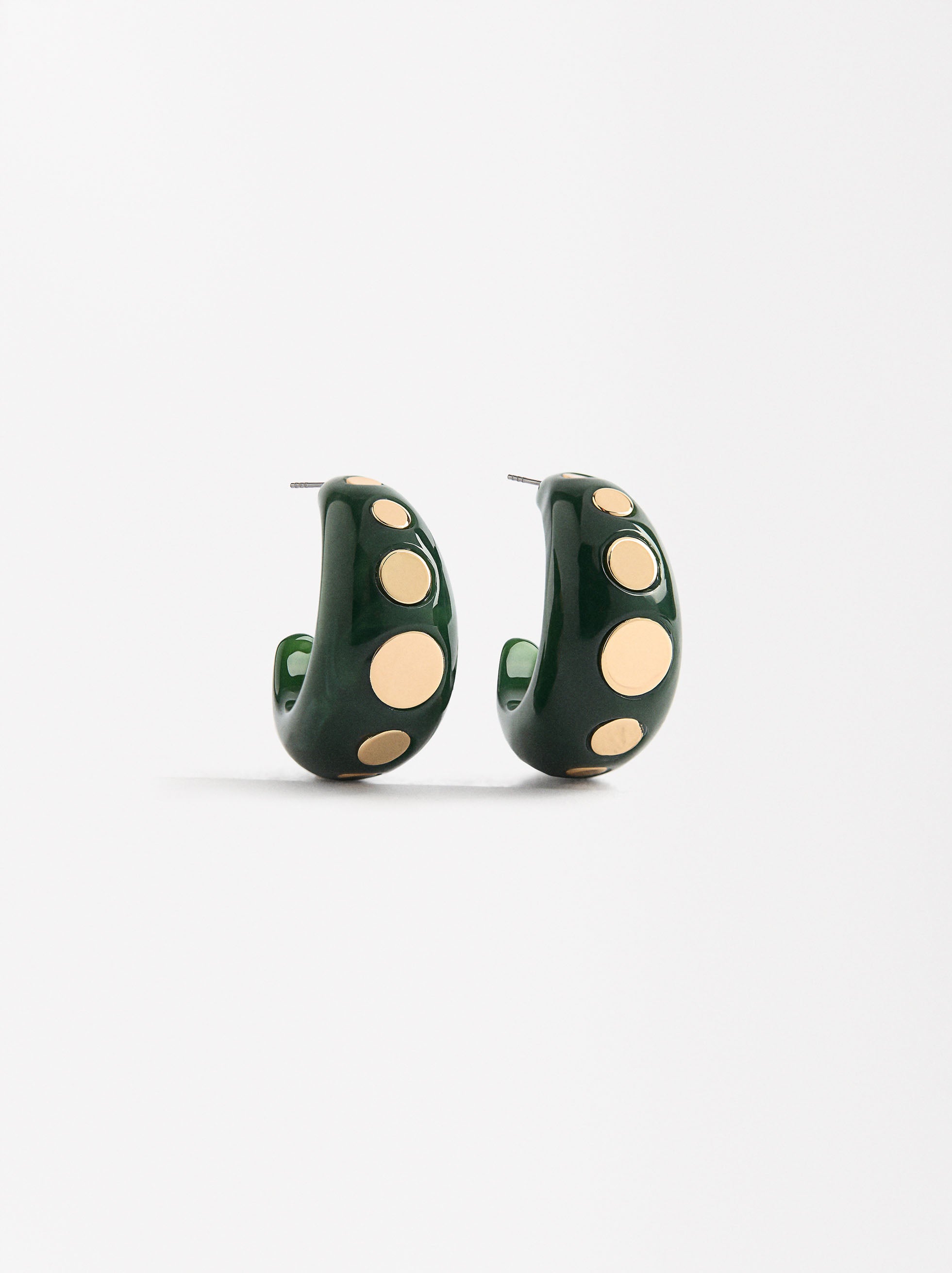 Aretes Maxi De Resina Con Detalles Metálicos