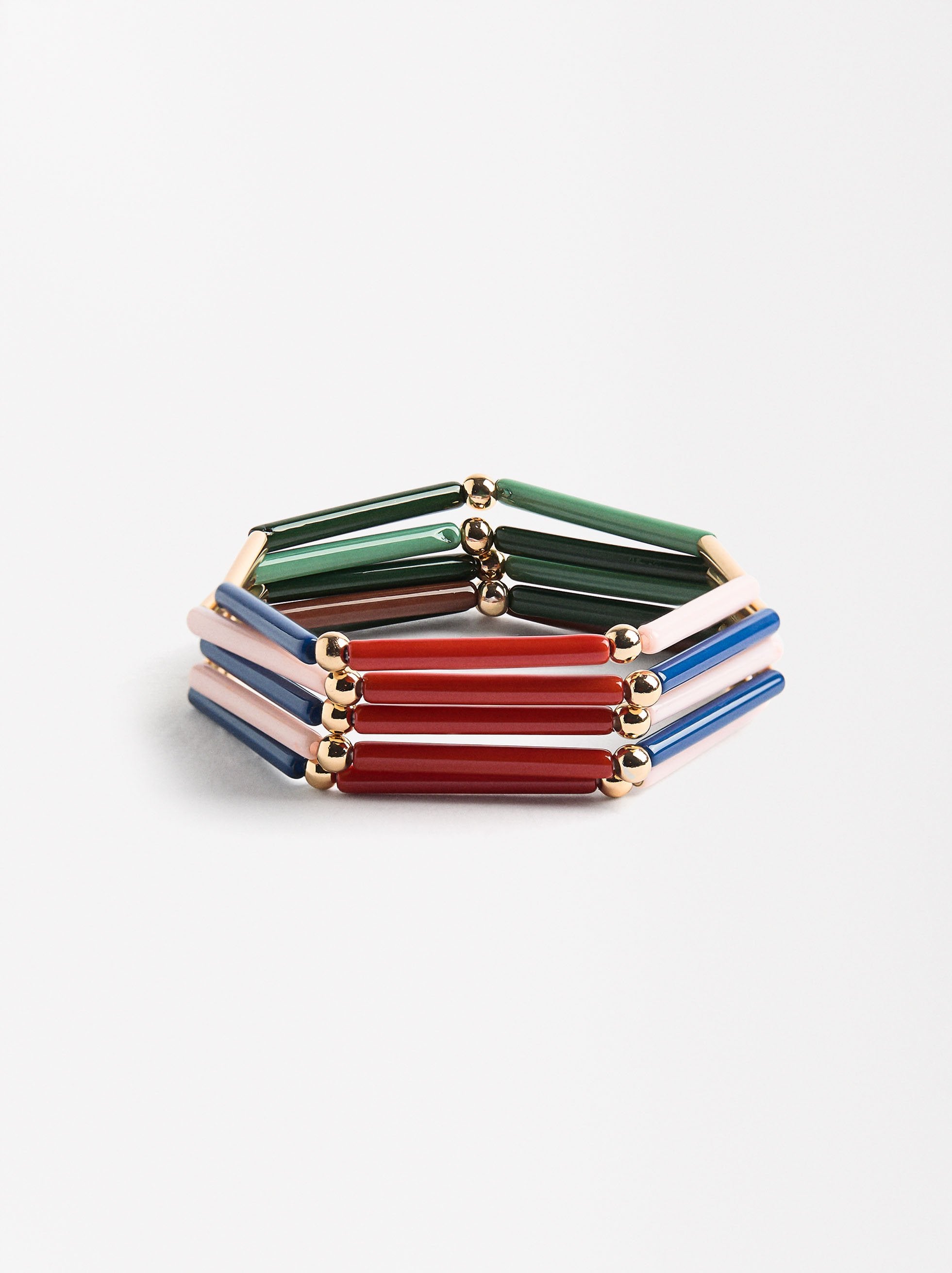 Set De Pulseras Segmentadas Multicolor