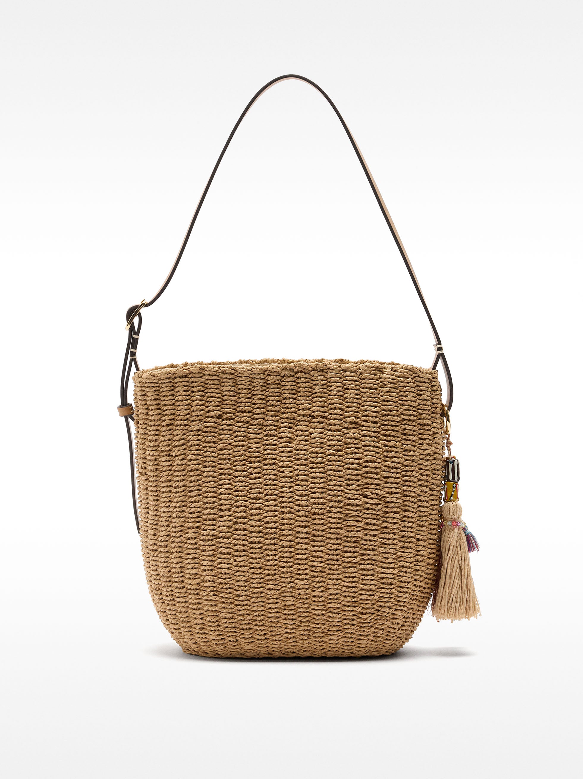 Cartera Tipo Bucket Efecto Rafia