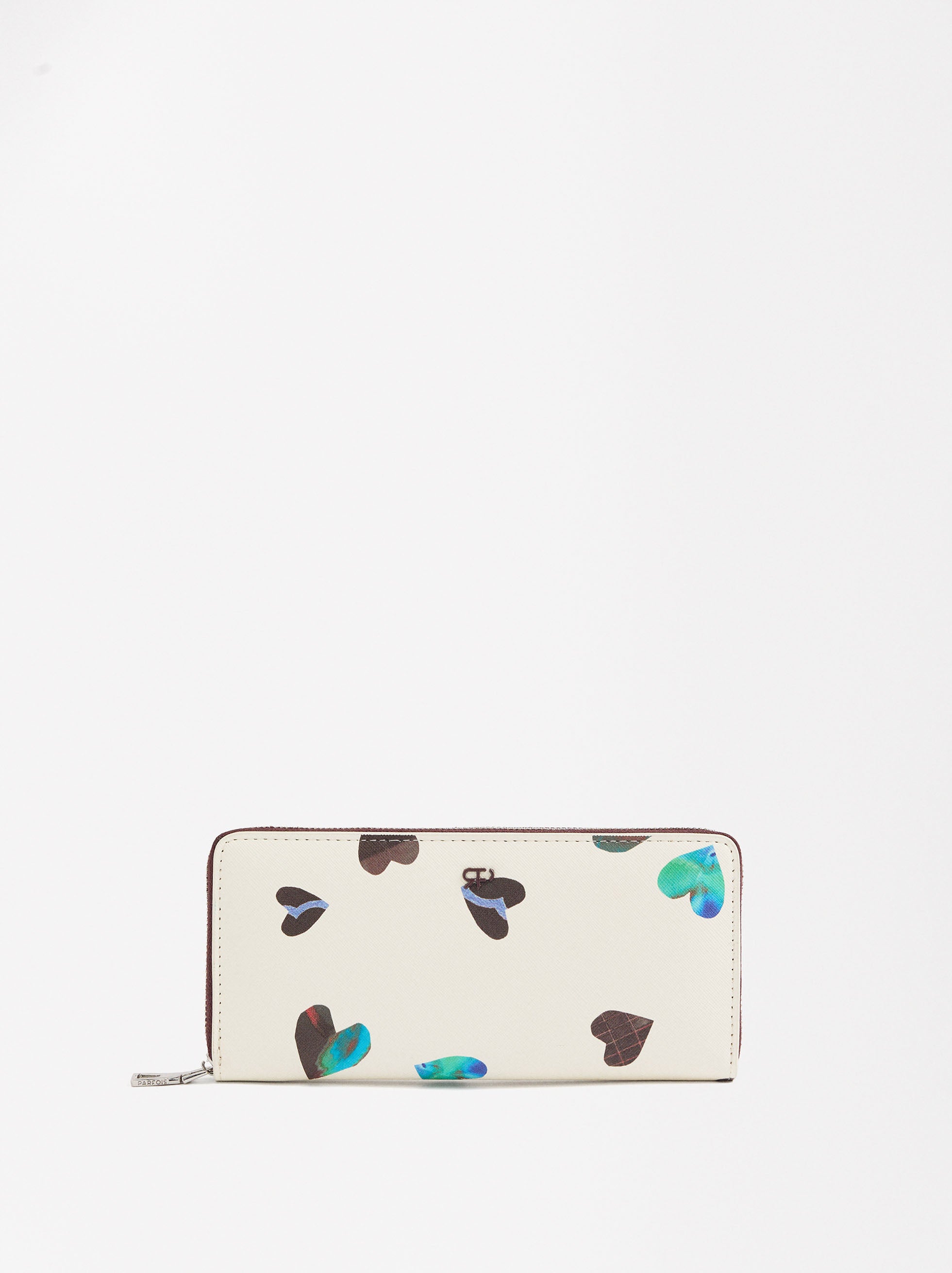 Billetera Estampada Con Corazones