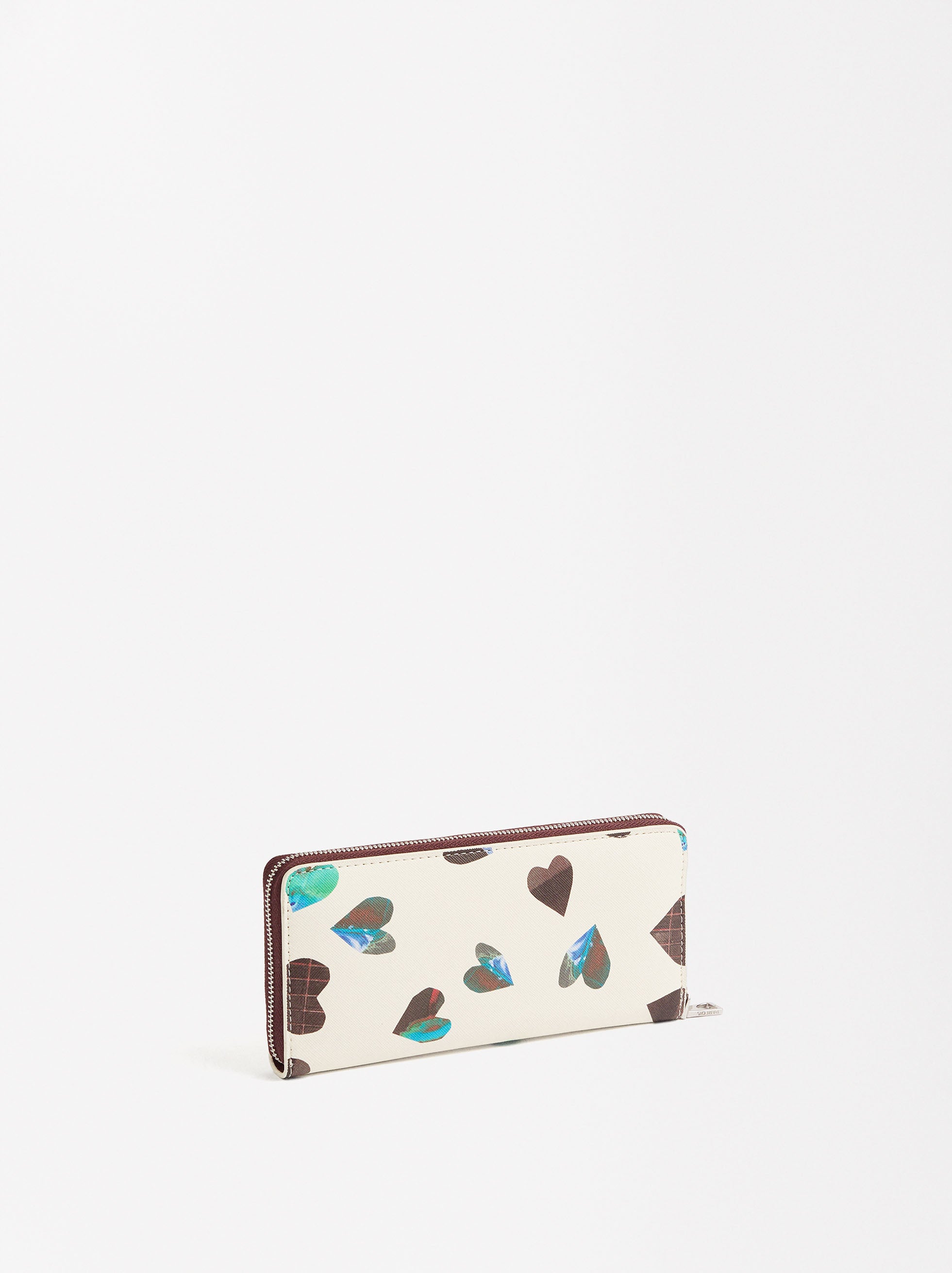 Billetera Estampada Con Corazones