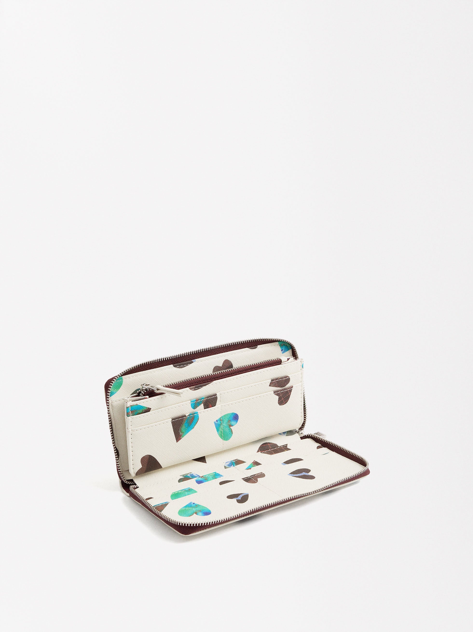 Billetera Estampada Con Corazones