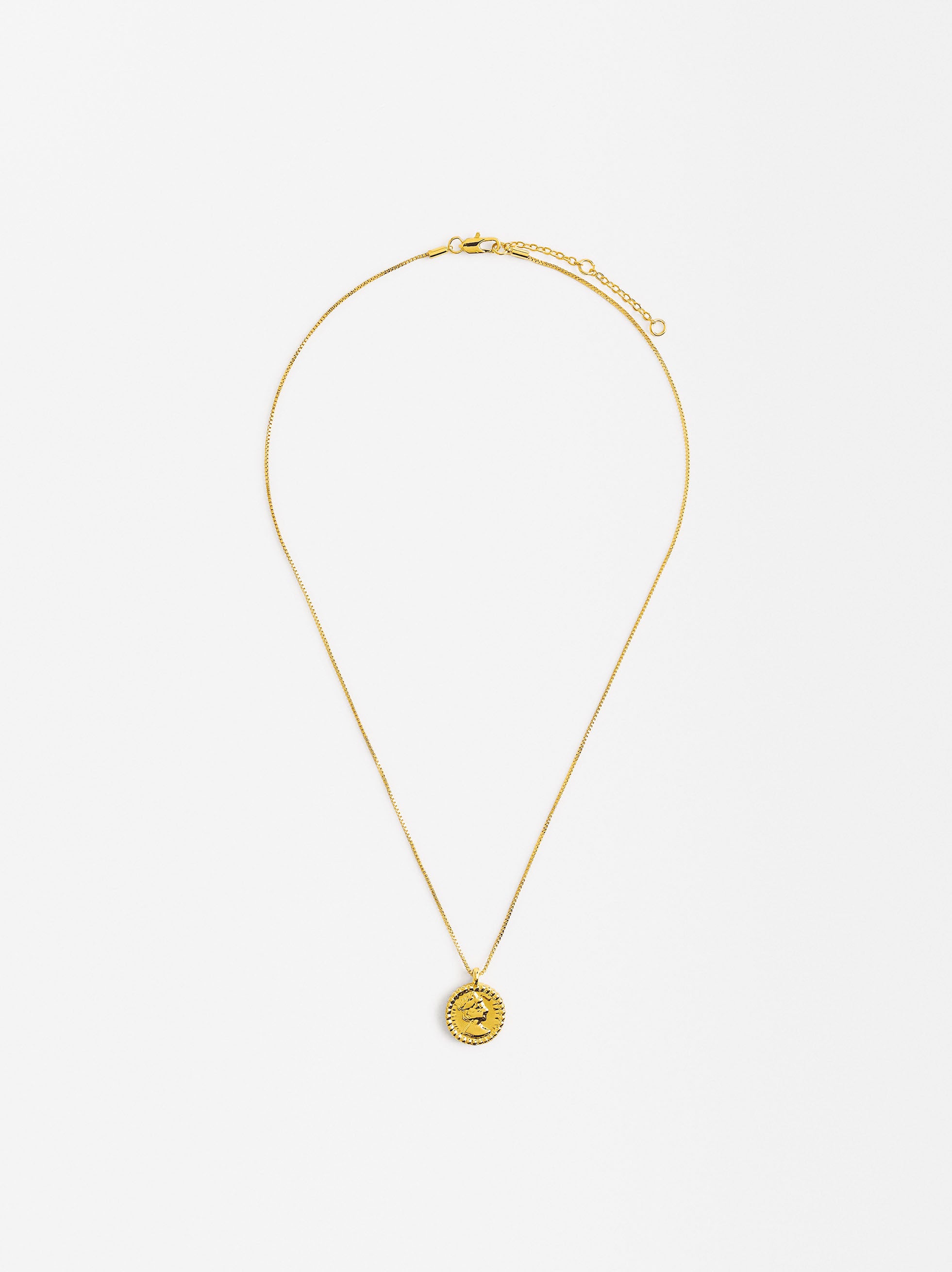 Collar Corto Medalla Baño Oro 18k