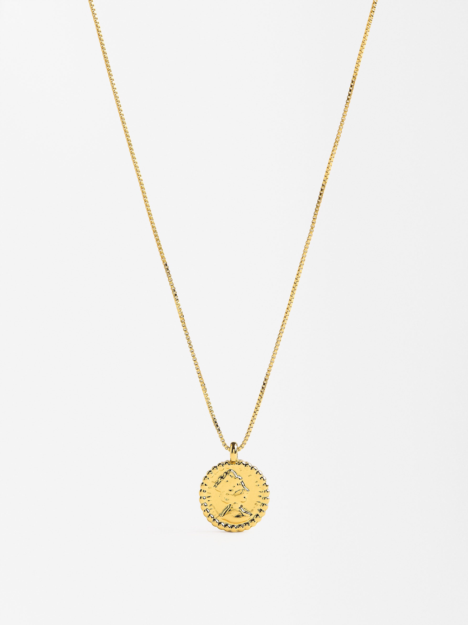 Collar Corto Medalla Baño Oro 18k