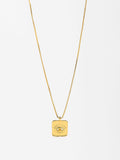 Collar Corto Medalla Ojo Baño Oro 18k