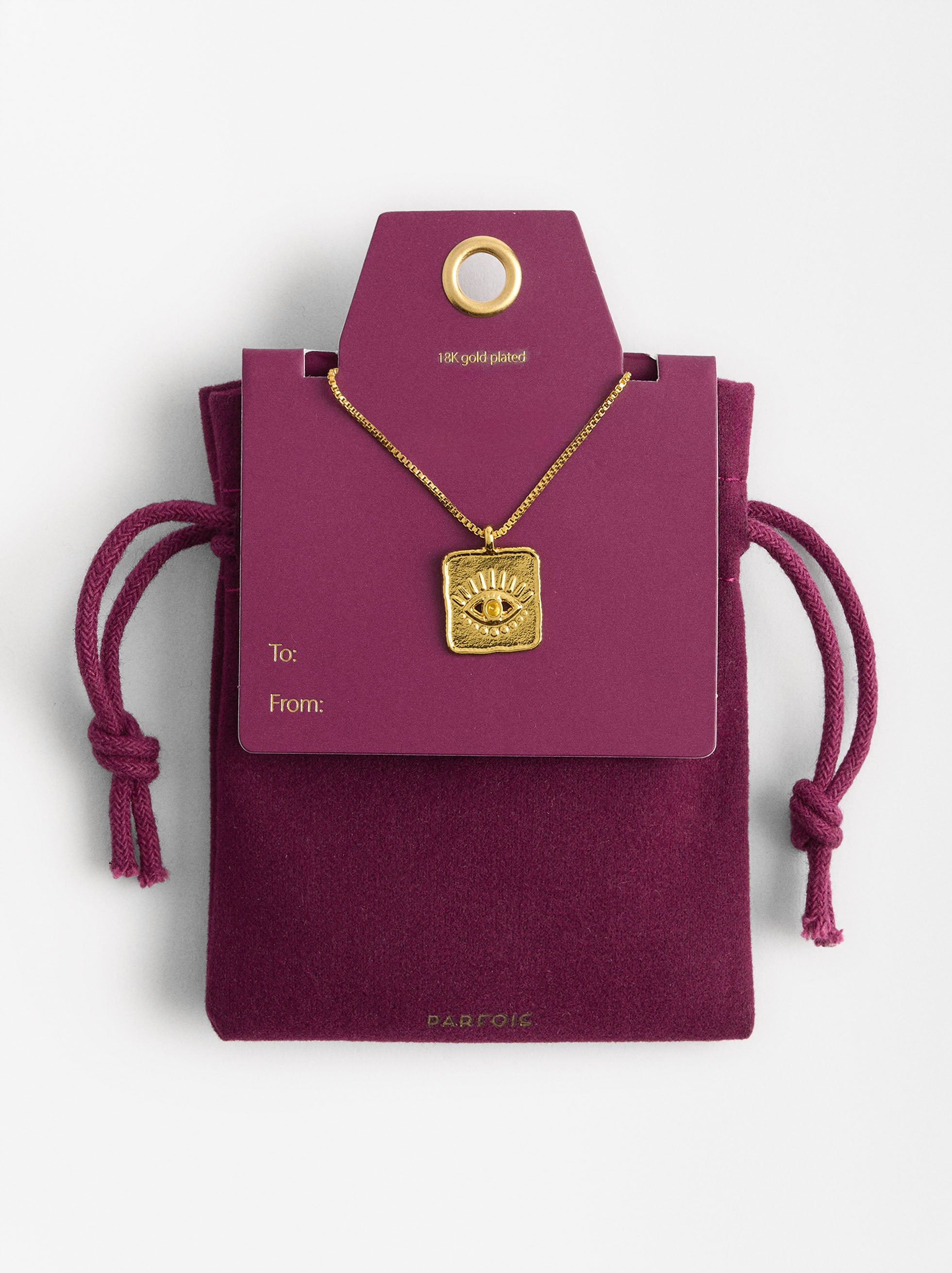 Collar Corto Medalla Ojo Baño Oro 18k