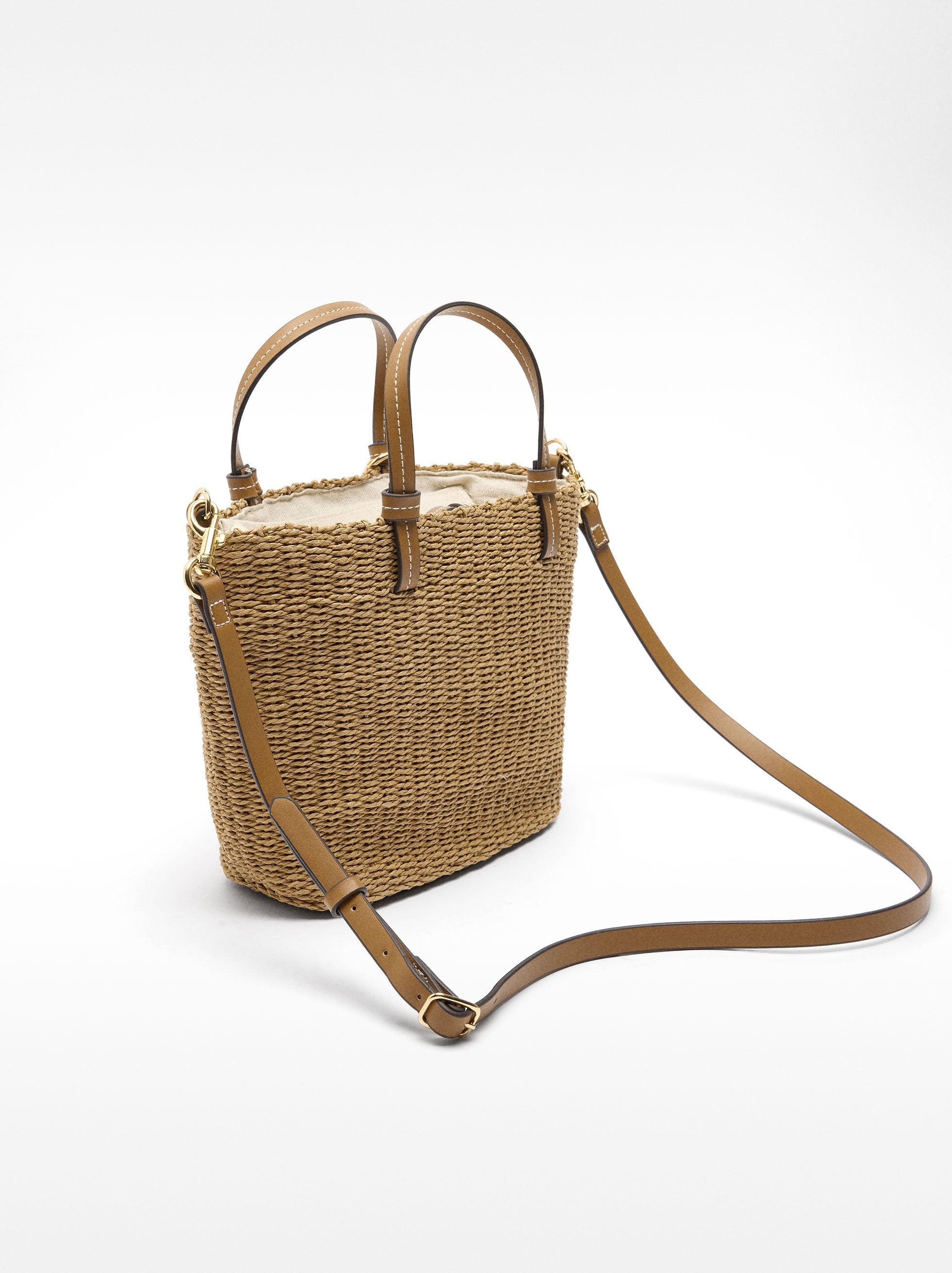 Bolso Tote De Efecto Rafia