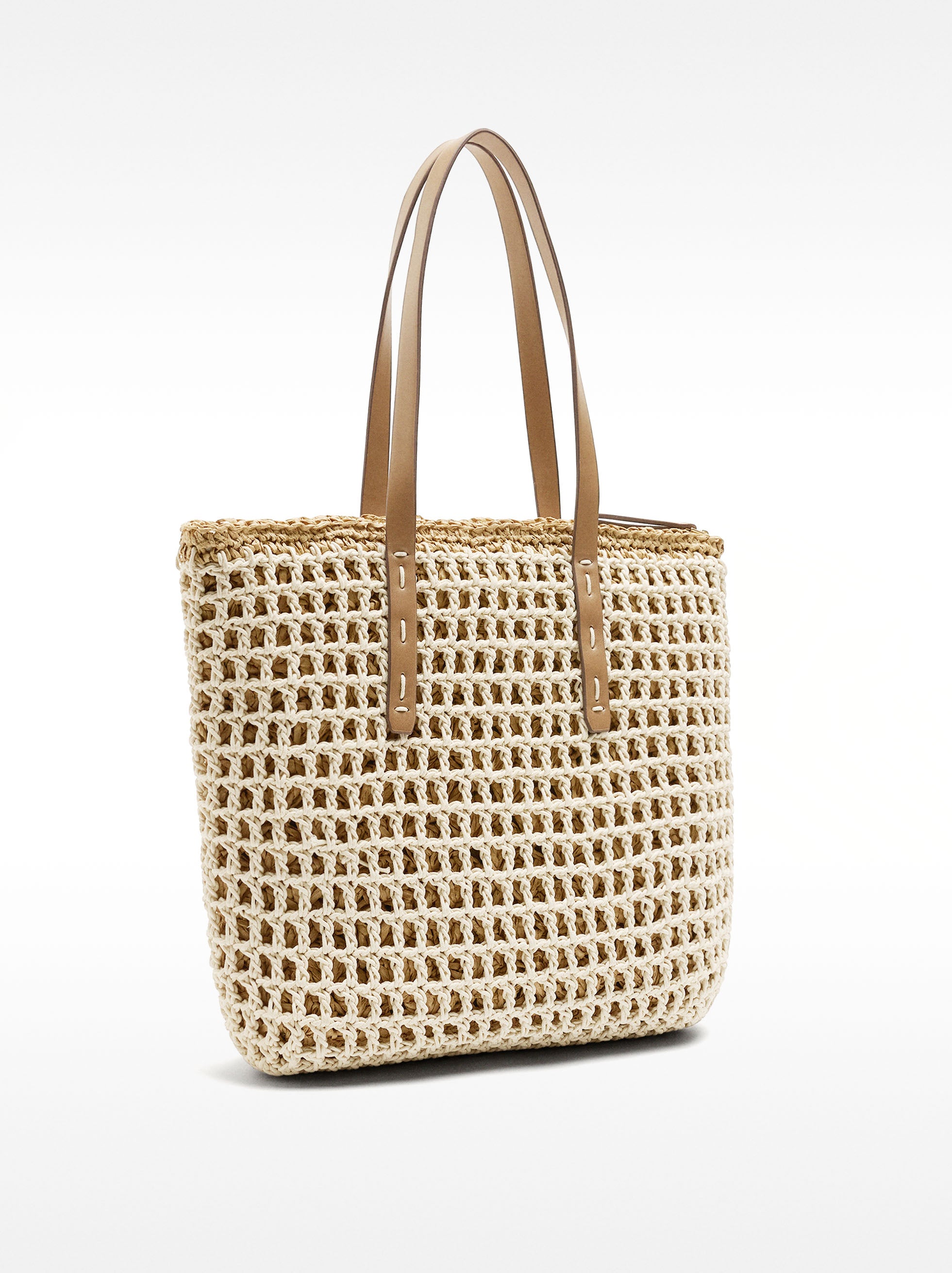 Bolso Shopper Trenzado Con Efecto Rafia