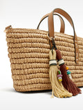 Bolso Tote Con Efecto Rafia Y Colgante M