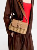 Bolso Bandolera Con Efecto Rafia Y Solapa
