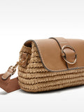 Bolso Bandolera Con Efecto Rafia Y Solapa