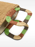 Bolso Tote Con Efecto Rafia Y Asa Multicolor