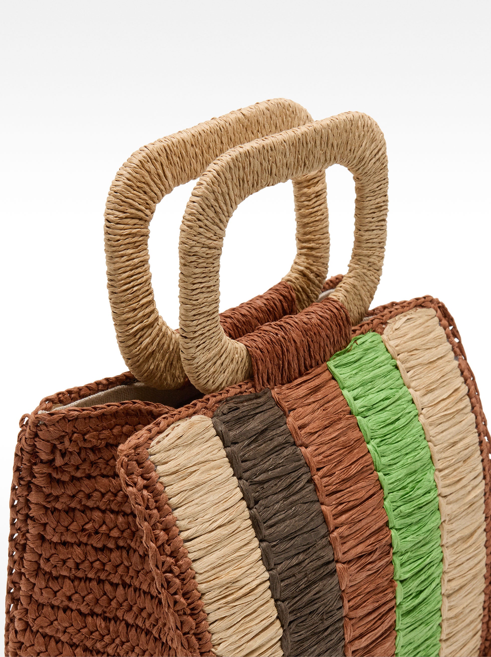 Bolso Tote Multicolor Con Efecto Rafia