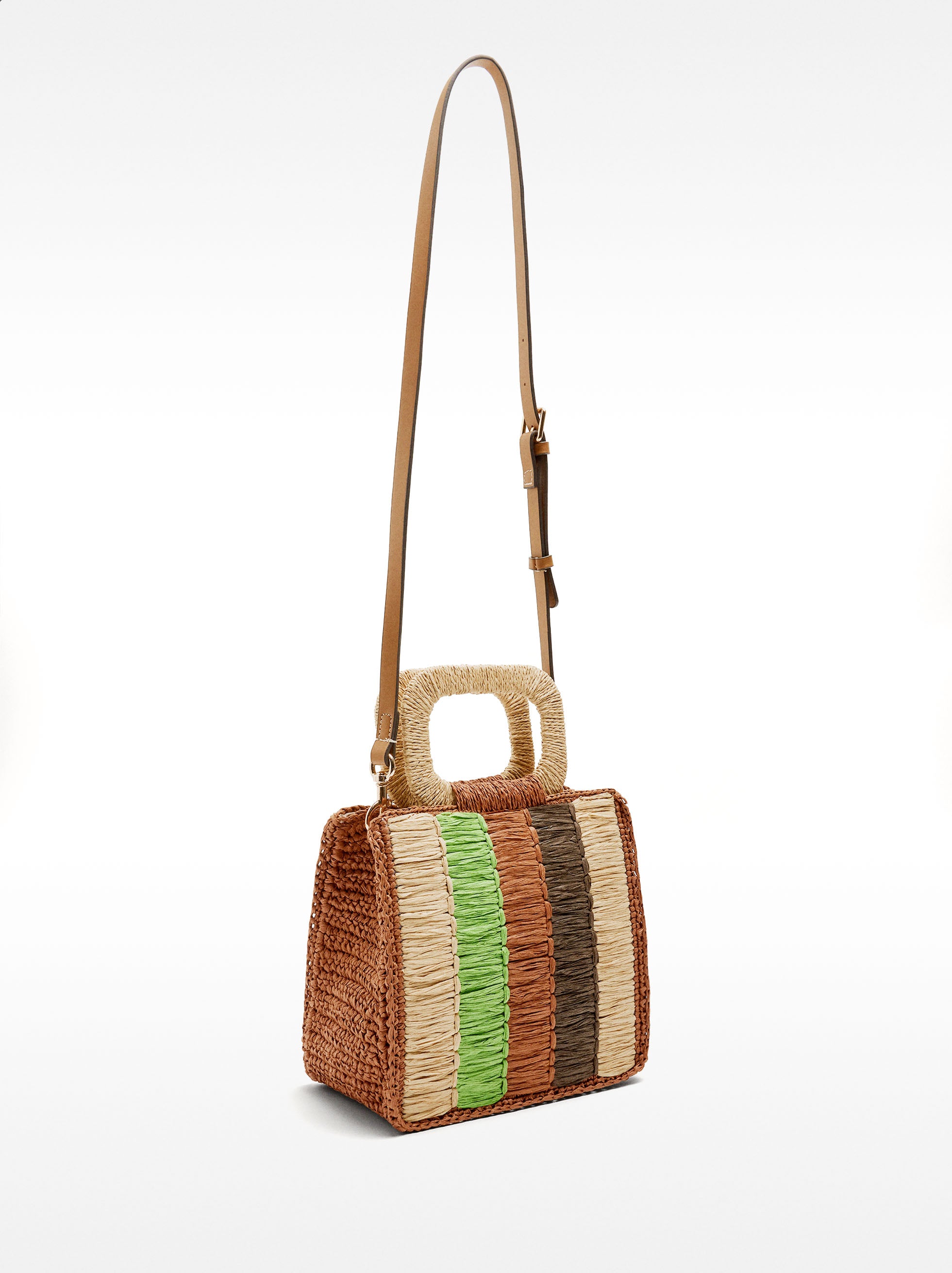 Bolso Tote Multicolor Con Efecto Rafia