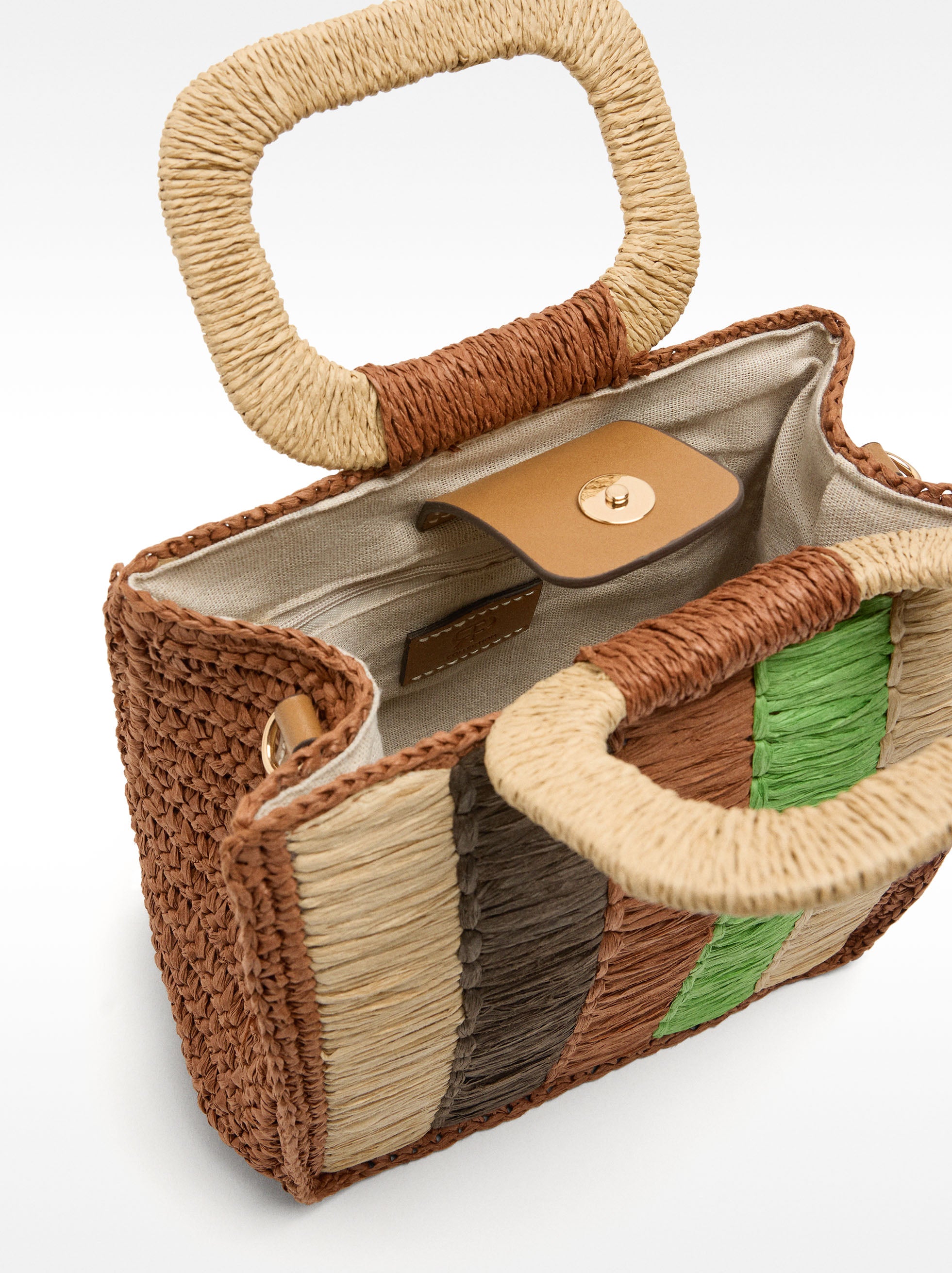 Bolso Tote Multicolor Con Efecto Rafia