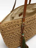 Bolso Shopper Efecto Rafia Con Colgante