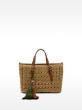 Bolso Tote Efecto Rafia Con Bandolera