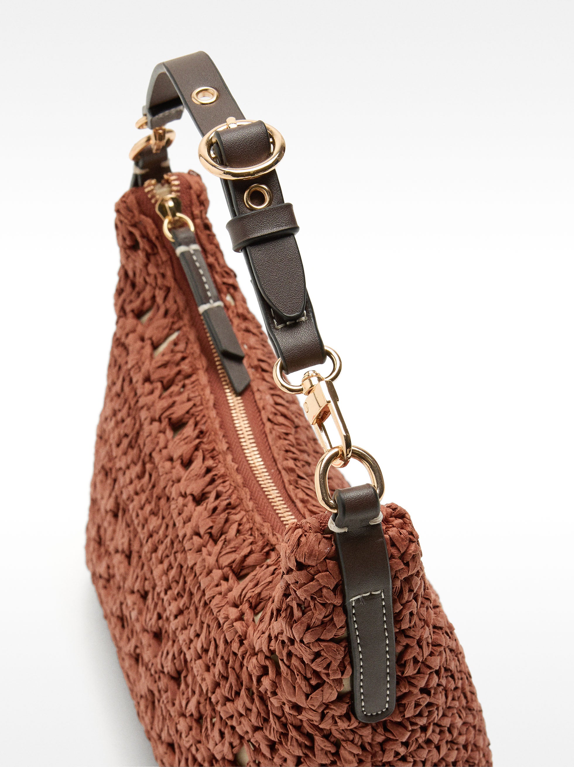 Bolso De Hombro Efecto Rafia Com Bandolera