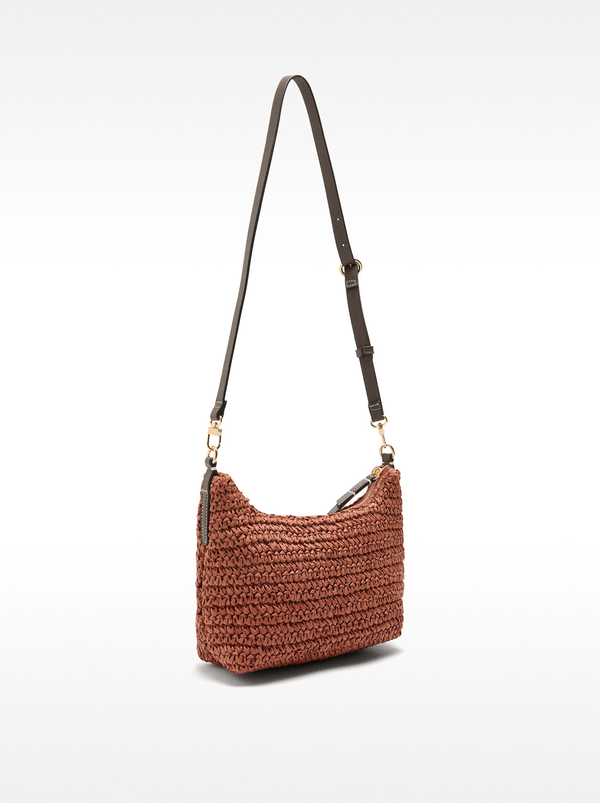 Bolso De Hombro Efecto Rafia Com Bandolera