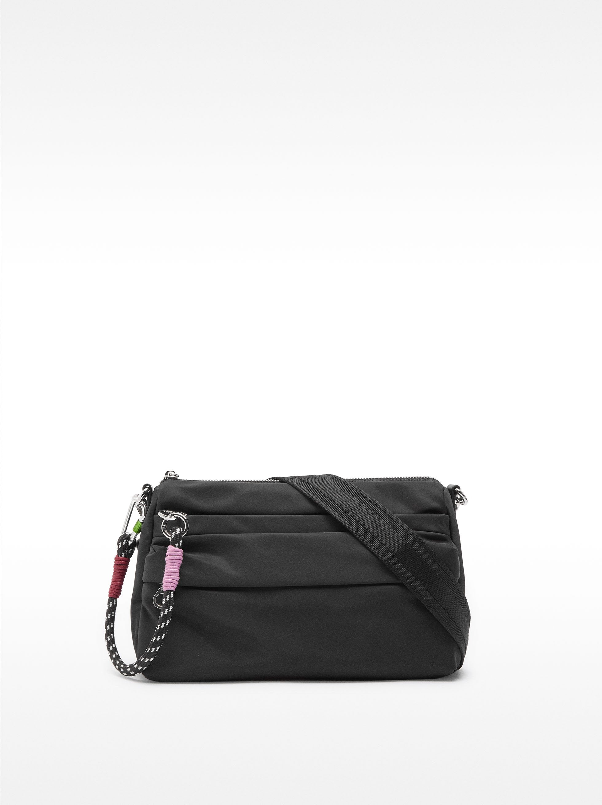 Cartera Bandolera De Nylon Con Bolsillo Exterior