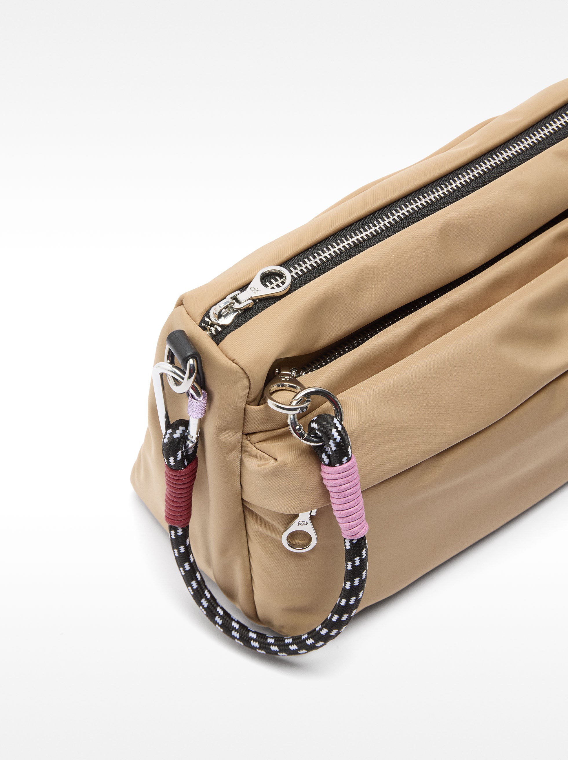 Cartera Bandolera De Nylon Con Bolsillo Exterior