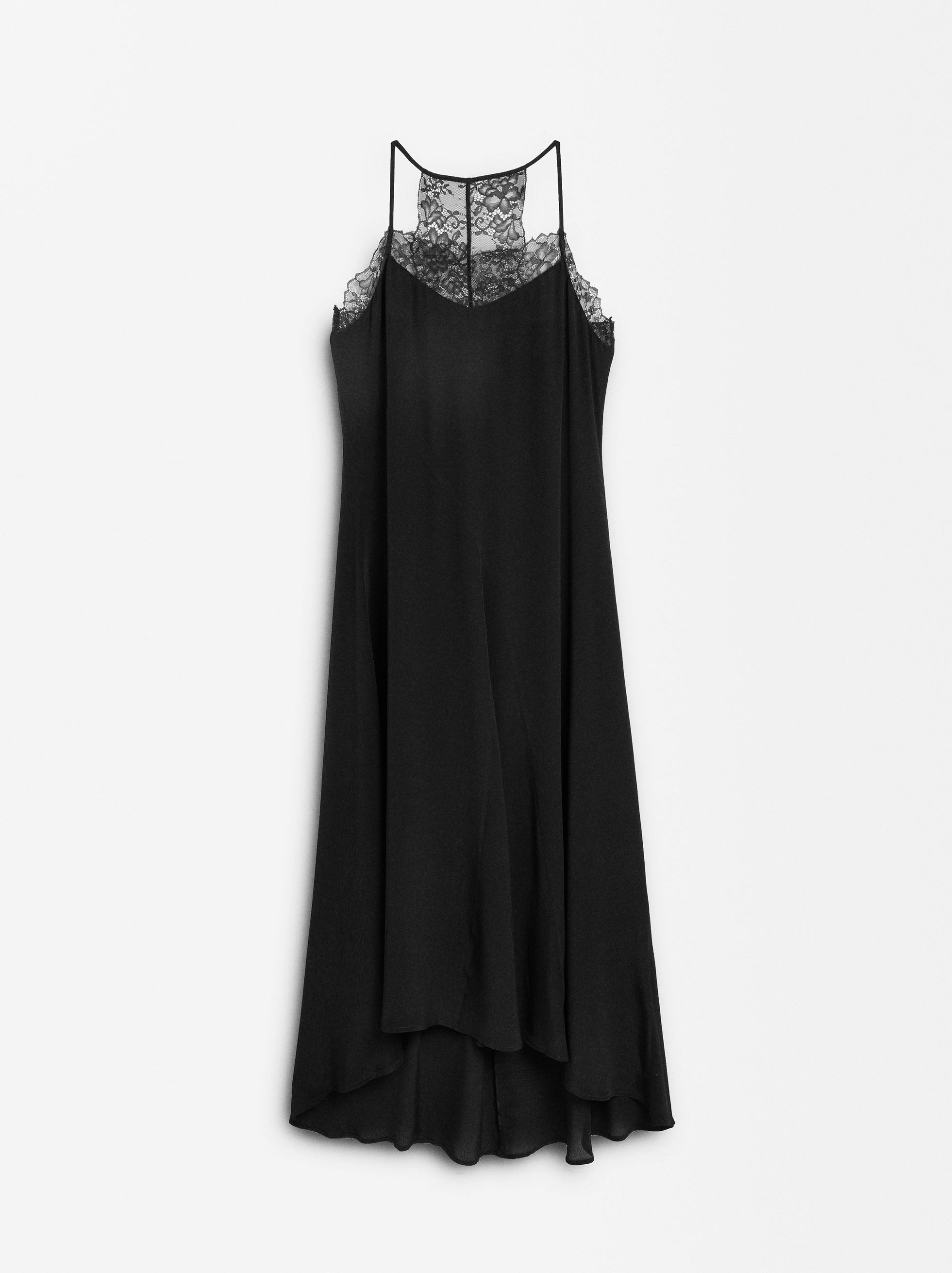 Vestido Largo Con Tirantes Y Encaje