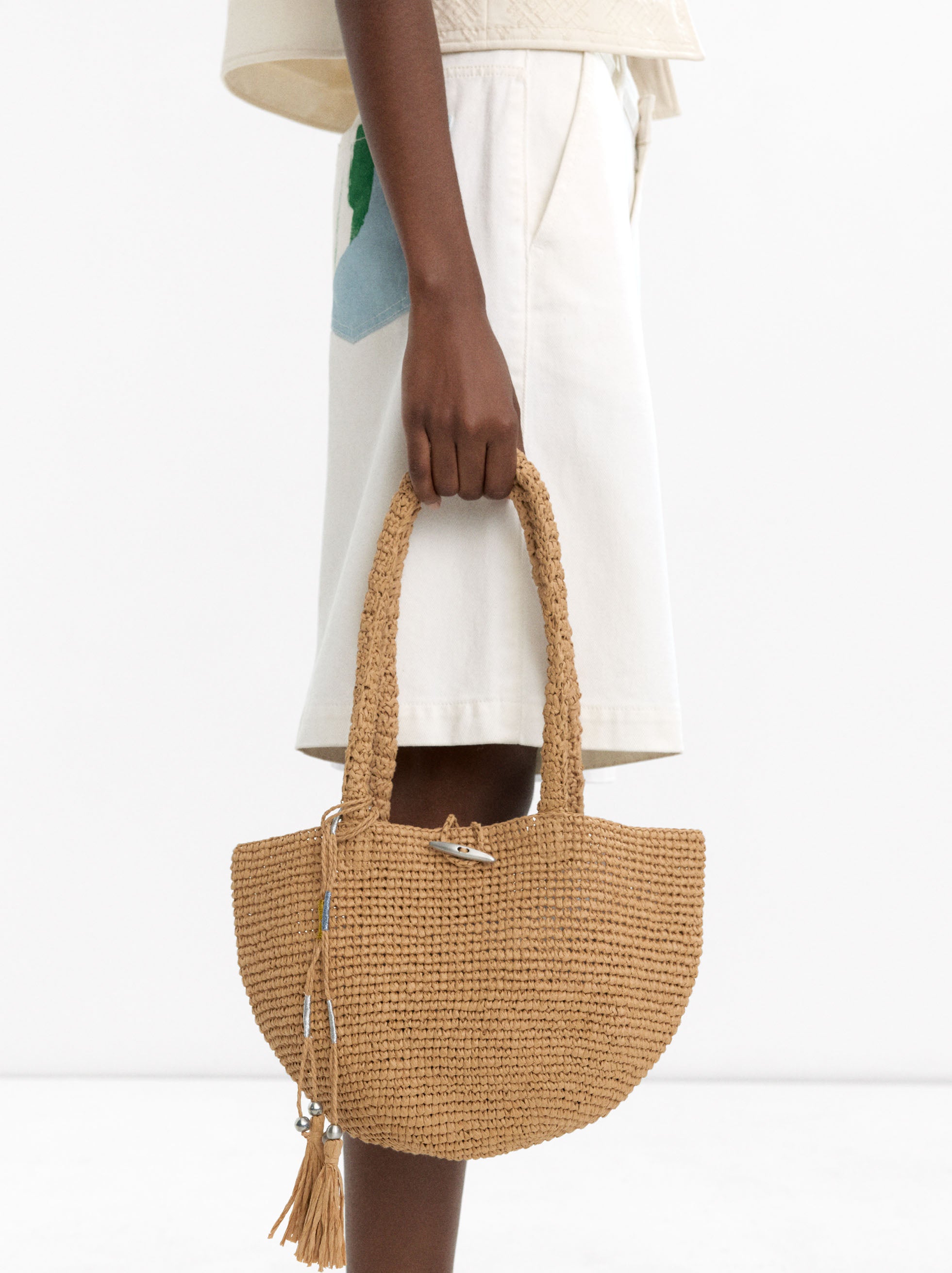 Bolso Hombro Efecto Rafia