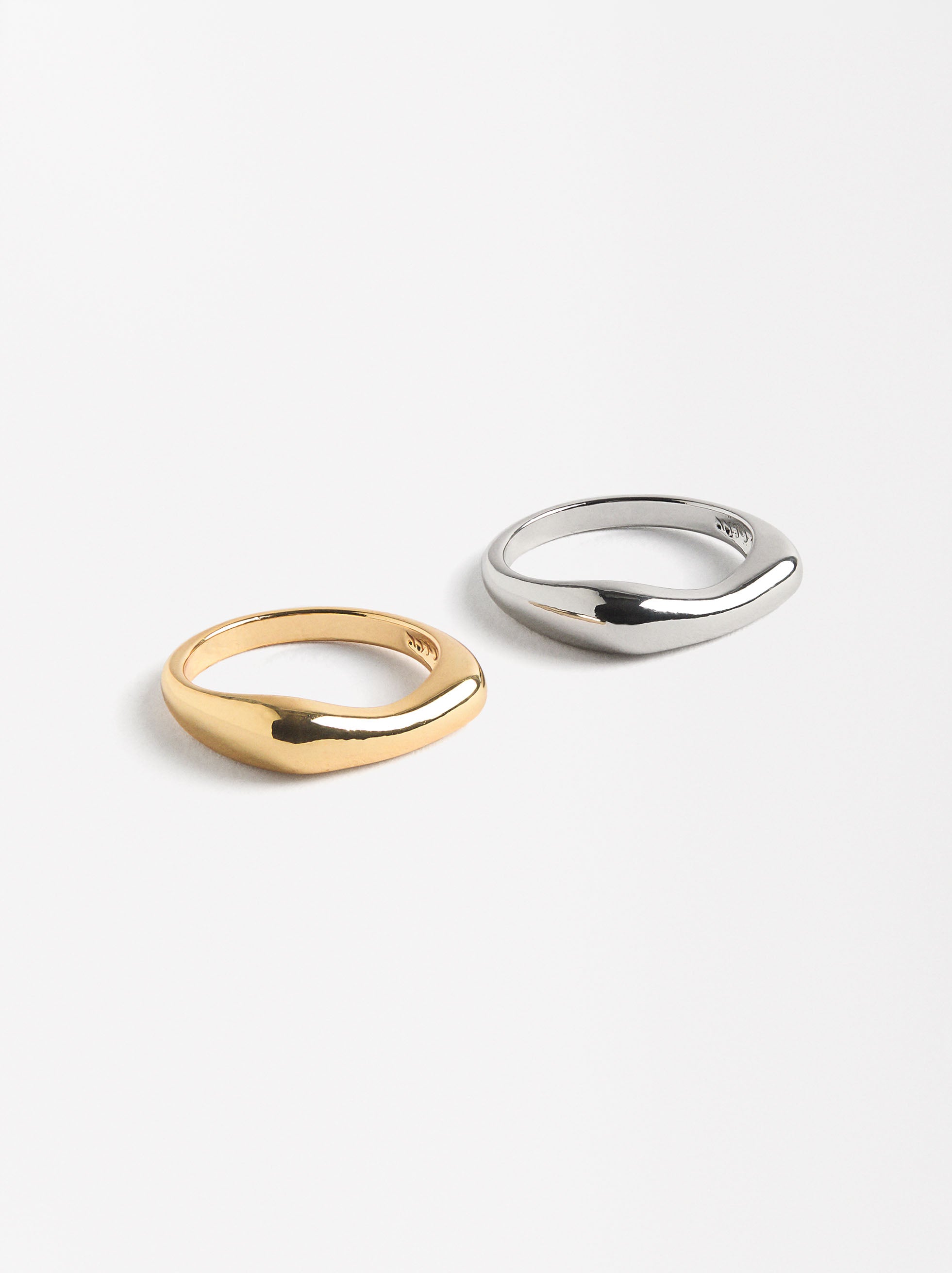 Set De Anillos Bicolor Cuadrados